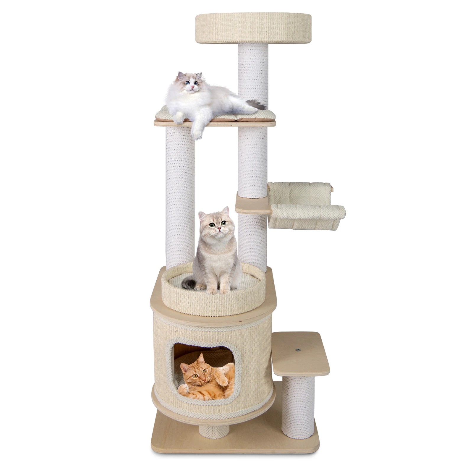 5 Costway 151cm Multi-level Cat Tower w/Comfy Padded Top Perch Pet Play Center, 5 of 7