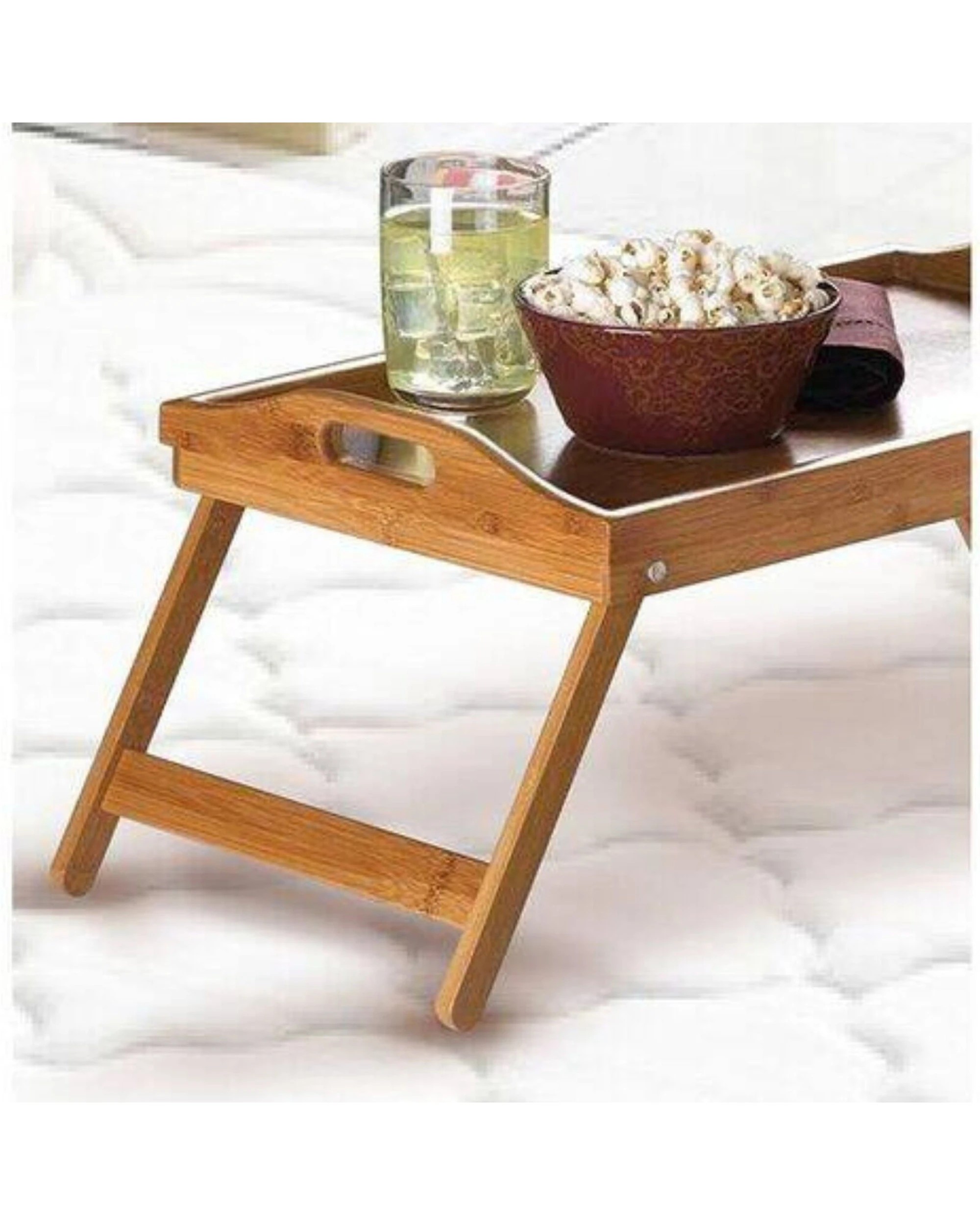 4 BR Home Bamboo Folding Table Lap Serving Tray for Snacks and Meals, 4 of 8