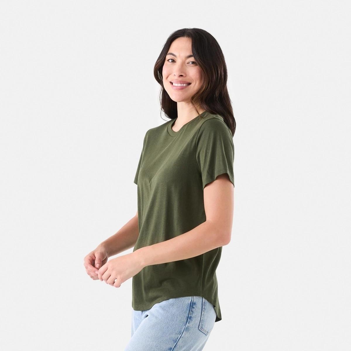 3 Short Sleeve Cotton Modal T-shirt OLIVE OIL GREEN, 3 of 6