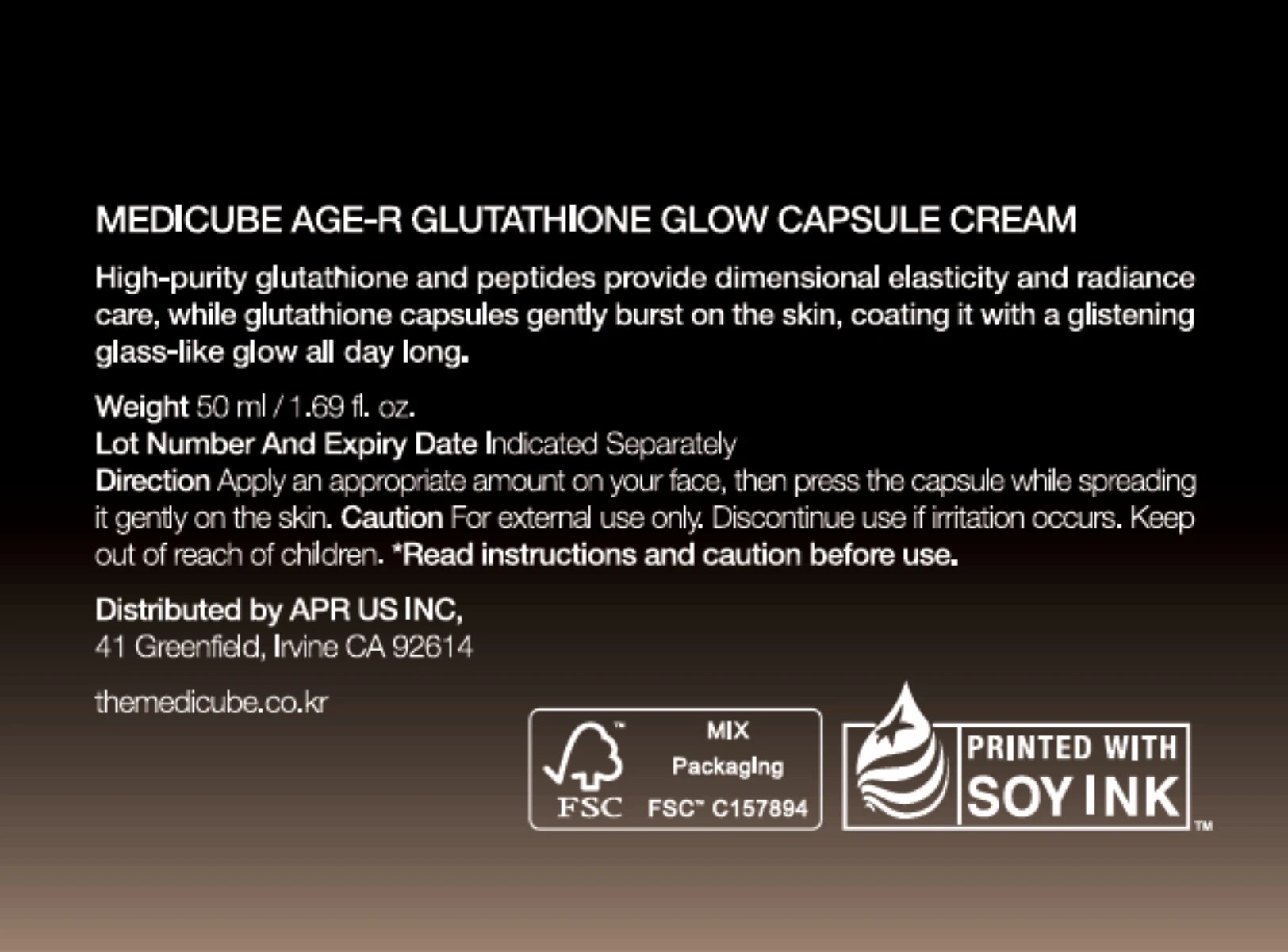 Medicube AGE-R Glutathione Glow Capsule Cream 50ml - Collagen and Peptide