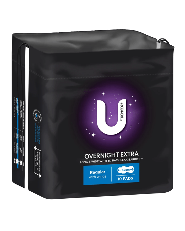 U by Kotex 10 Pack Extra Overnight Pads with W