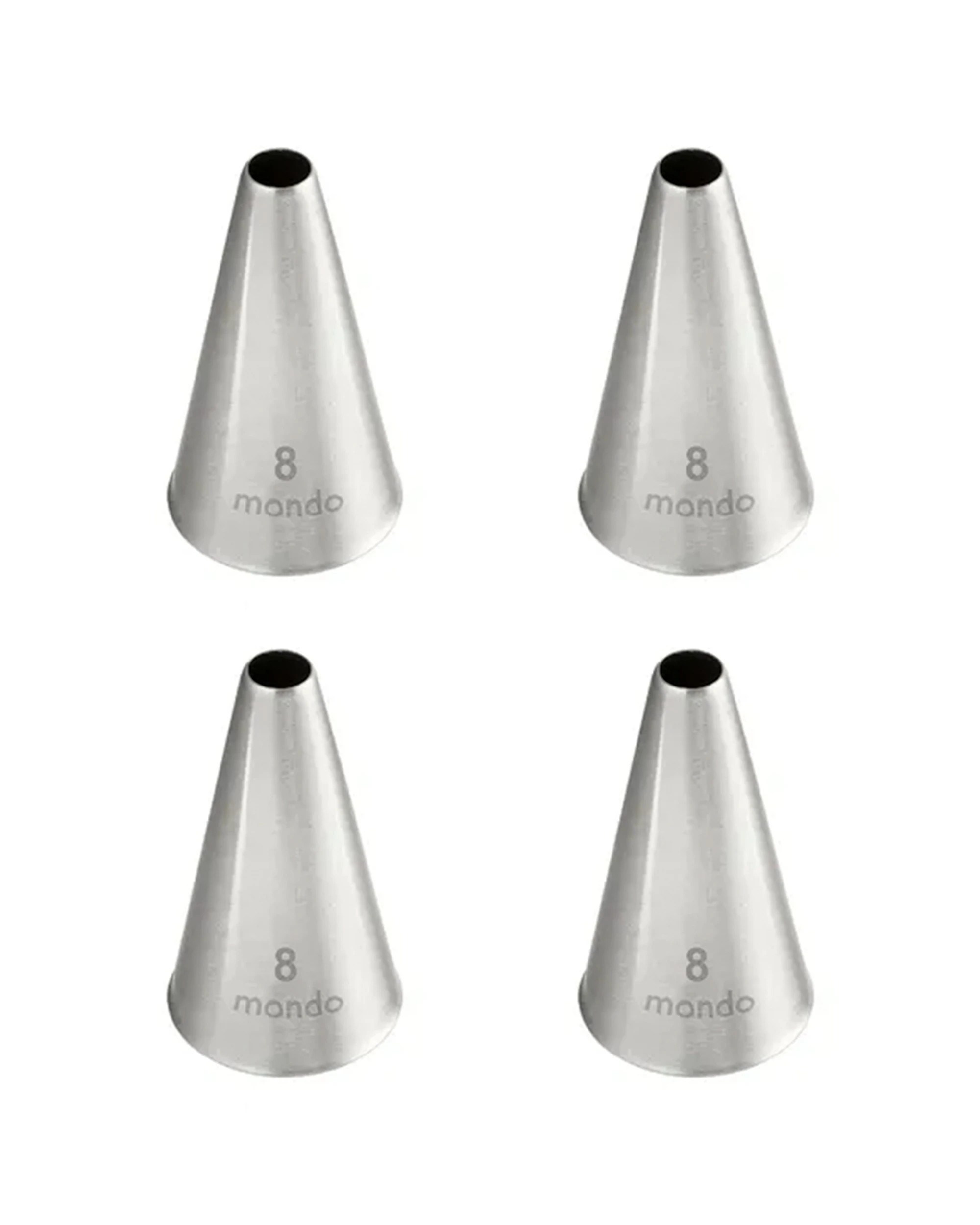 1 Mondo 4PK 8 Round Piping Tip Stainless Steel Seamless Durable Construction Cake Decorating Tool - Silver, 1 of 3