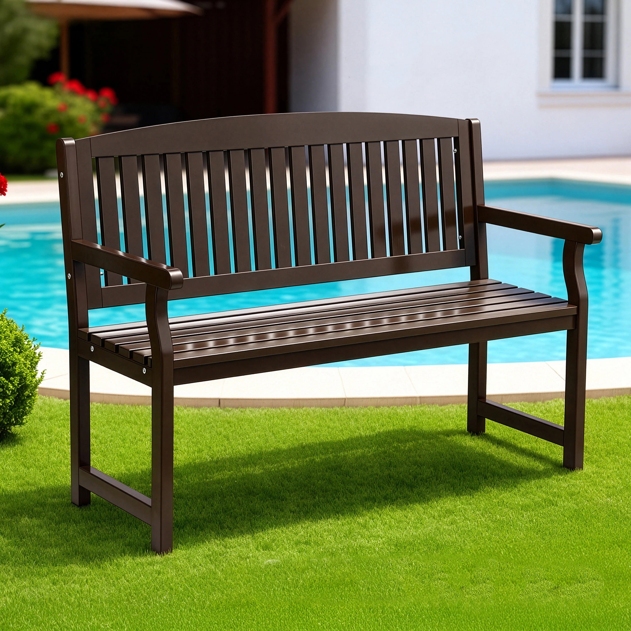 1 Gardeon Outdoor Garden Bench Wooden 2 Seater Lounge Chair Patio Furniture - Brown, 1 of 7