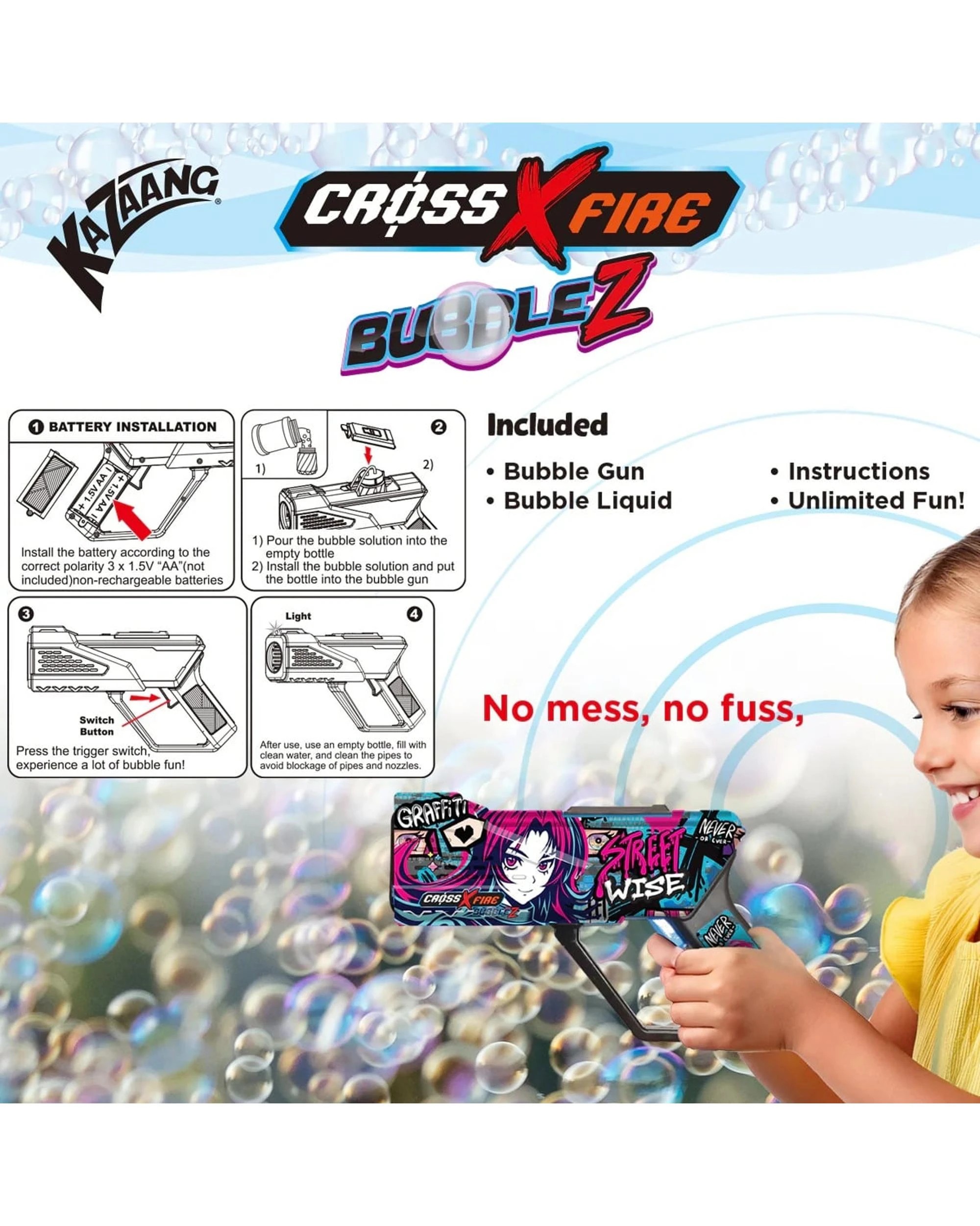 4 CrossXFire Bubblez Streetwise Bubble Gun, 4 of 5