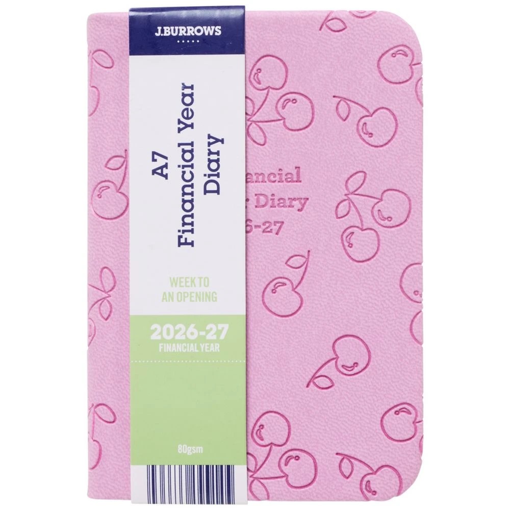 1 J.Burrows A7 Week-To-View Embossed Diary FY26/27 Pink, 1 of 6