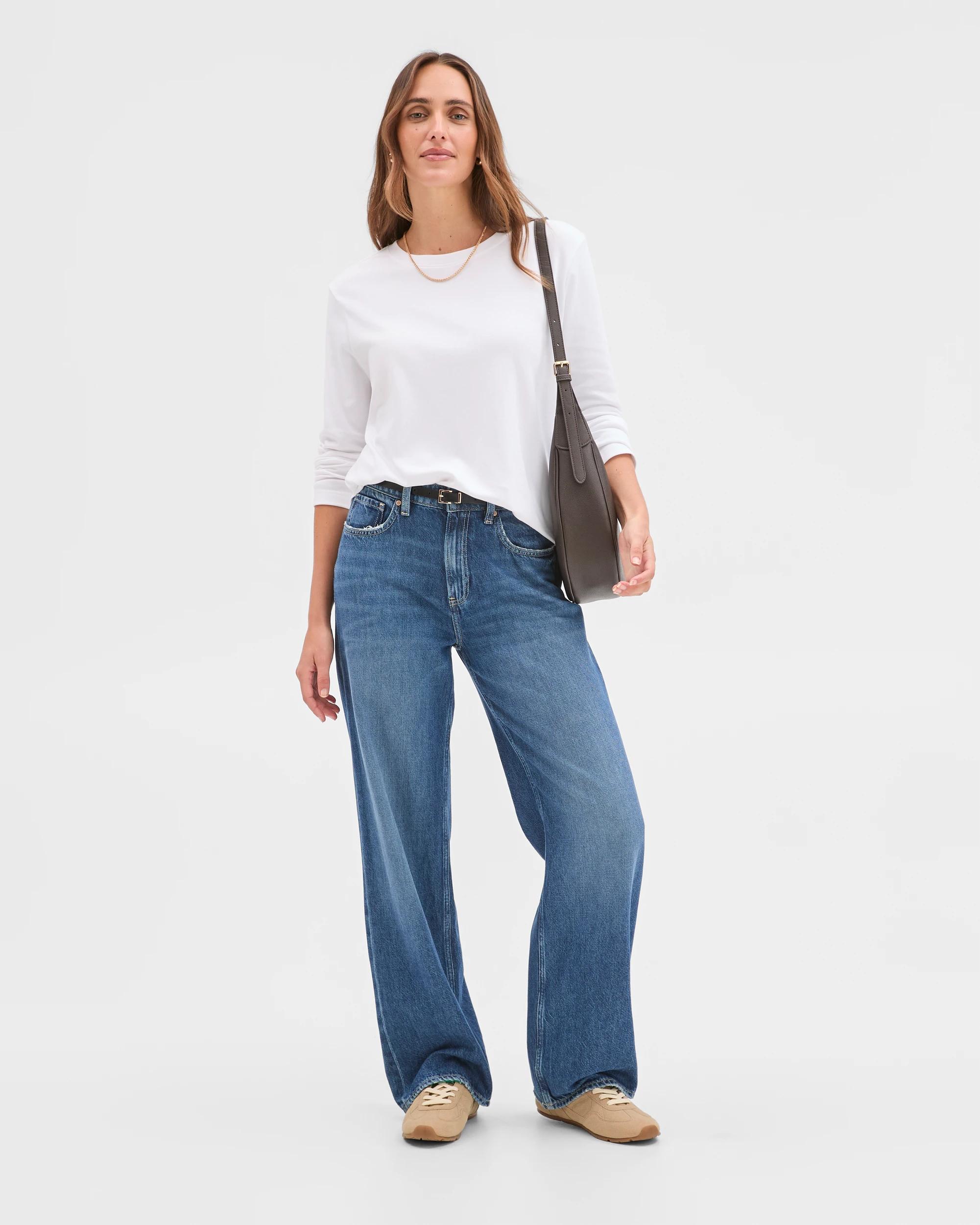 1 Target Woman Australian Cotton Classic Long Sleeve Crew Neck T-Shirt WHITE, 1 of 6