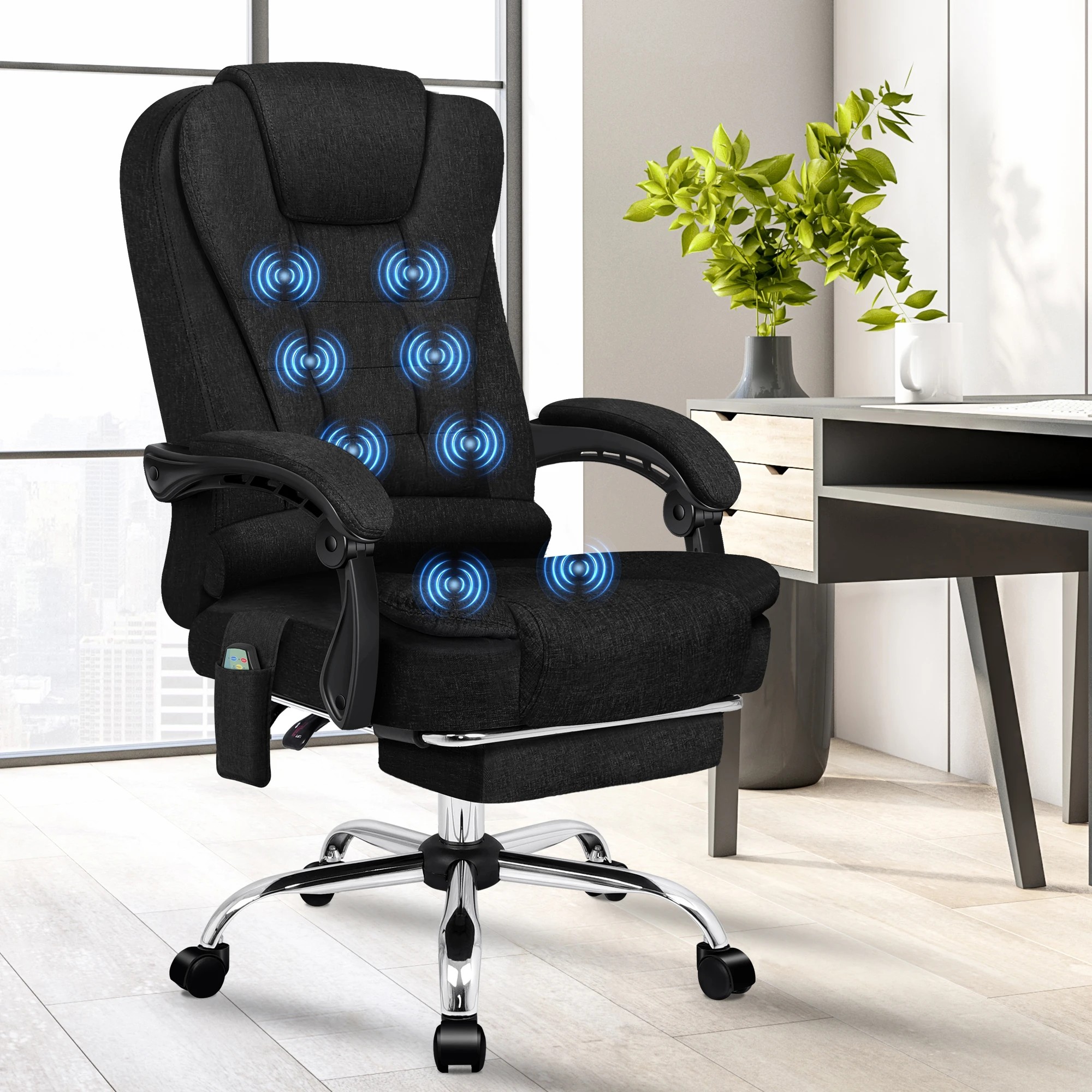 5 Alfordson Office Chair Massage Heated Seat Fabric - Black, 5 of 10