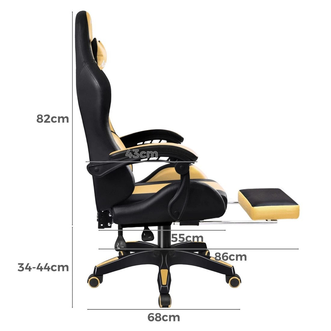 4 Alfordson Gaming Office Chair Extra Large Pillow Racing Executive Footrest Seat - Gold, 4 of 10