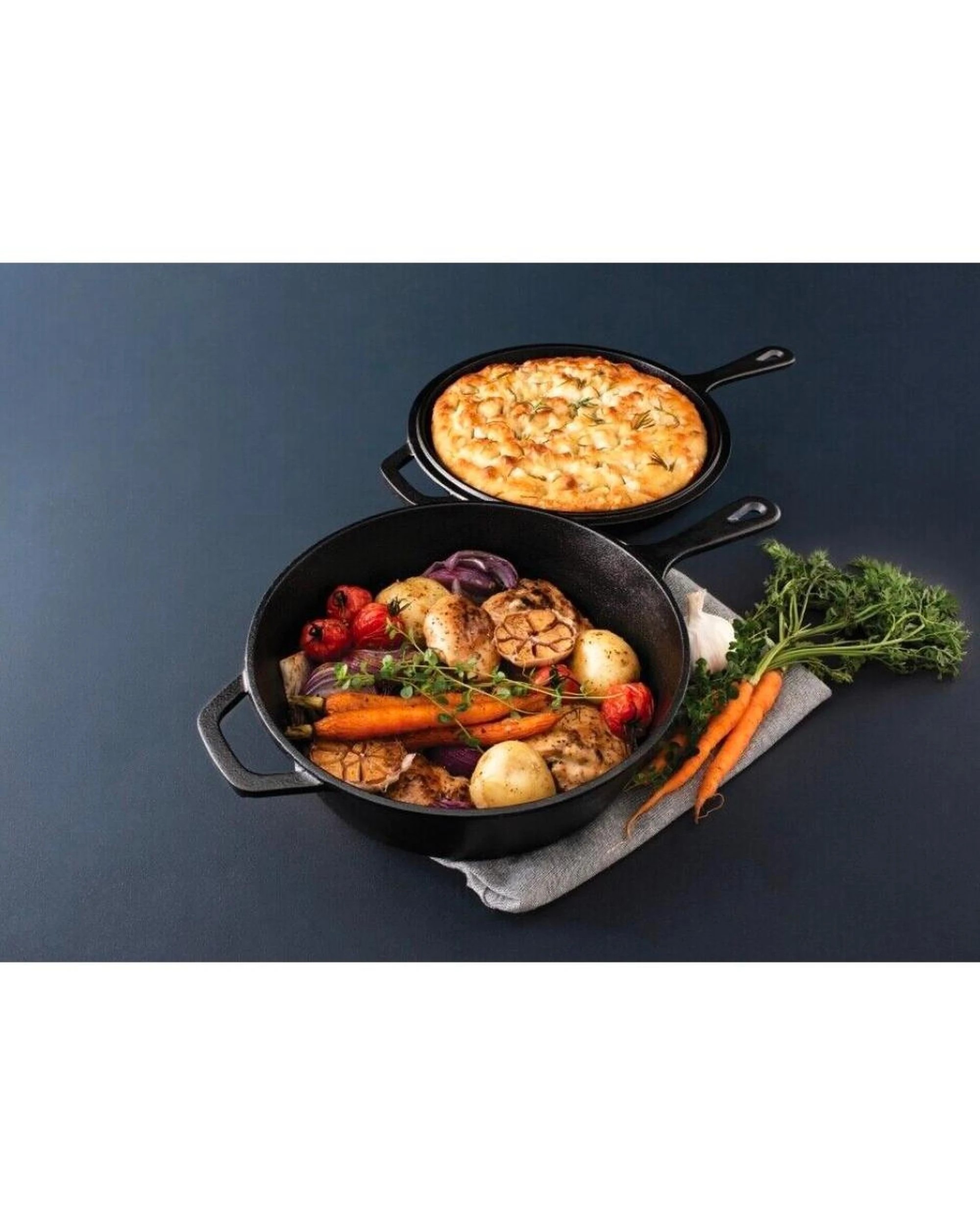 2 Pyrolux Pyrocast 2 in 1 Duo Cast Iron Pot & Fry Pan Cookware Set Skillet, 2 of 4
