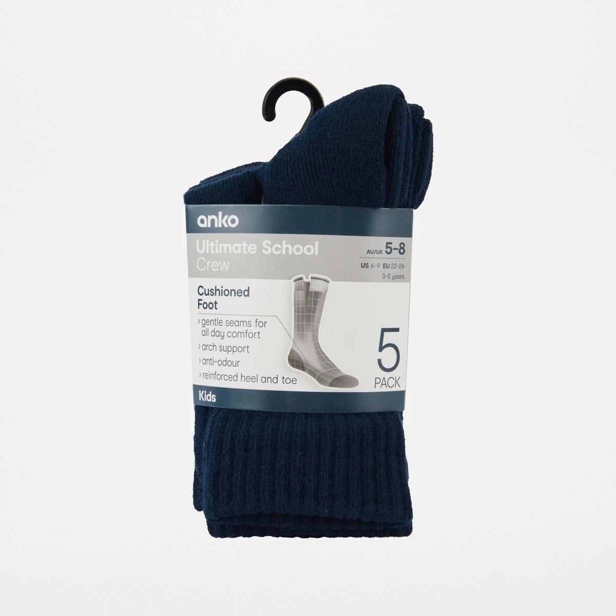 3 5 Pack Ultimate School Crew Socks DRESS BLUE, 3 of 3