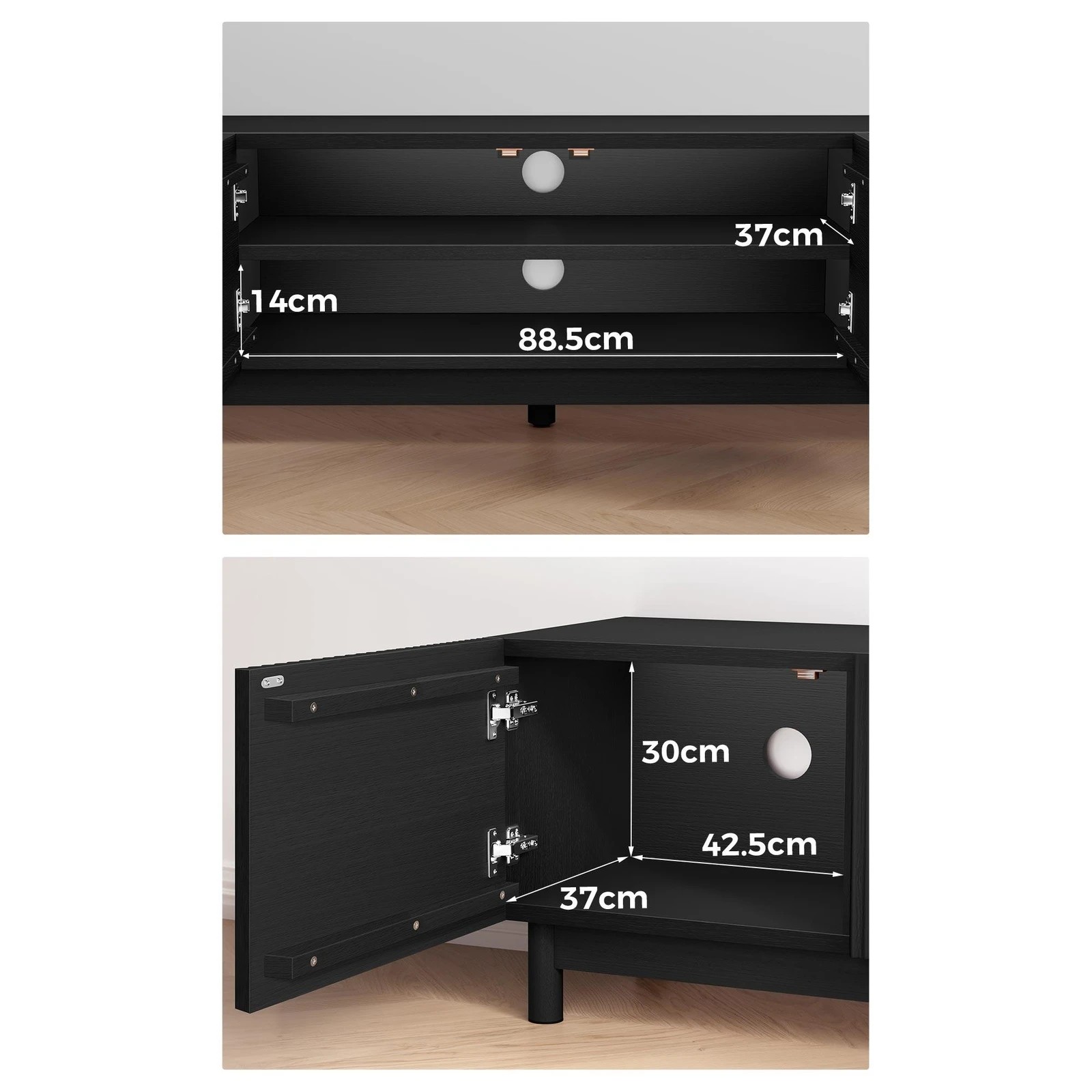 7 Alfordson Entertainment Unit TV Cabinet Stand 180cm Storage Shelves - Black, 7 of 8