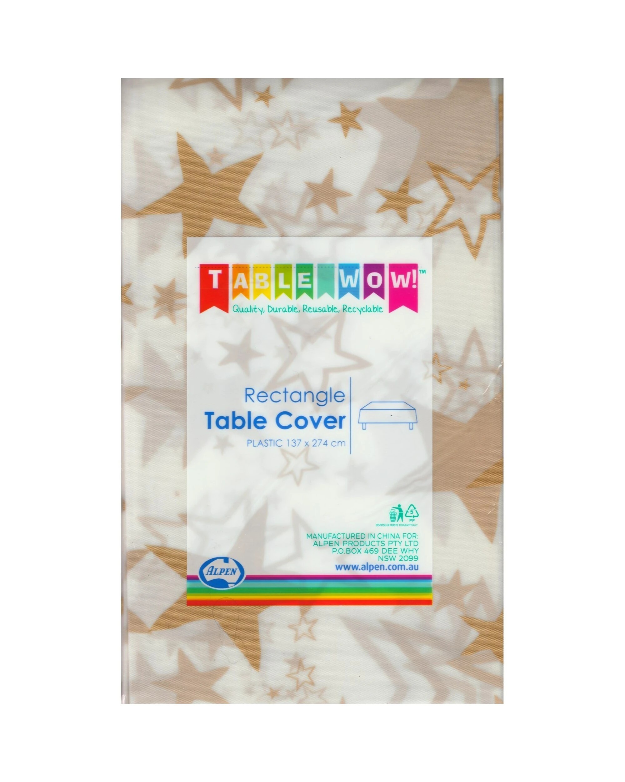 1 Alpen Gold Stars Clear Plastic Tablecloth, 1 of 1