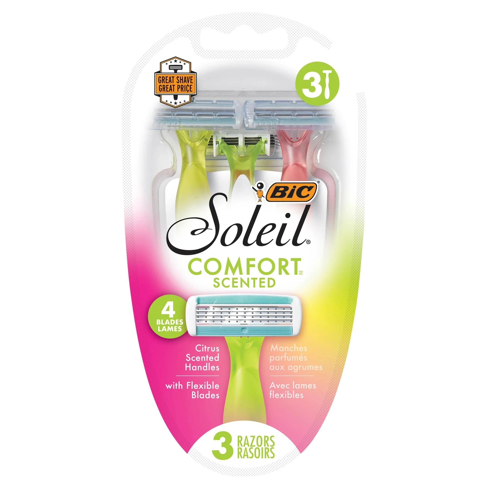 1 3 Pack BIC Soleil Comfort Scented Razors - Pink, 1 of 7
