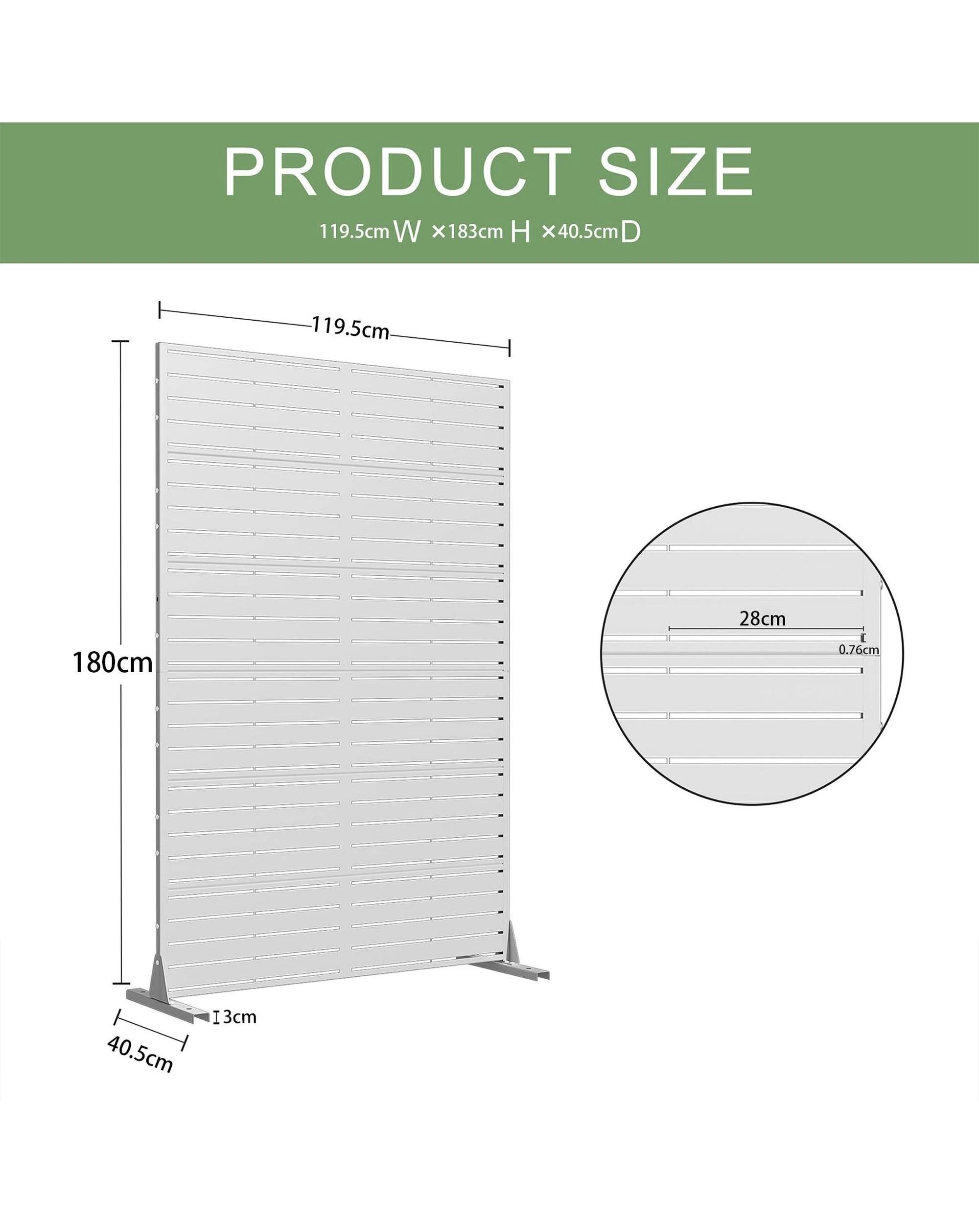 5 OAKORY 180cm Metal Privacy Screen Panel, Galvanized Steel Decorative Fence, Rust Resistant White, 5 of 7