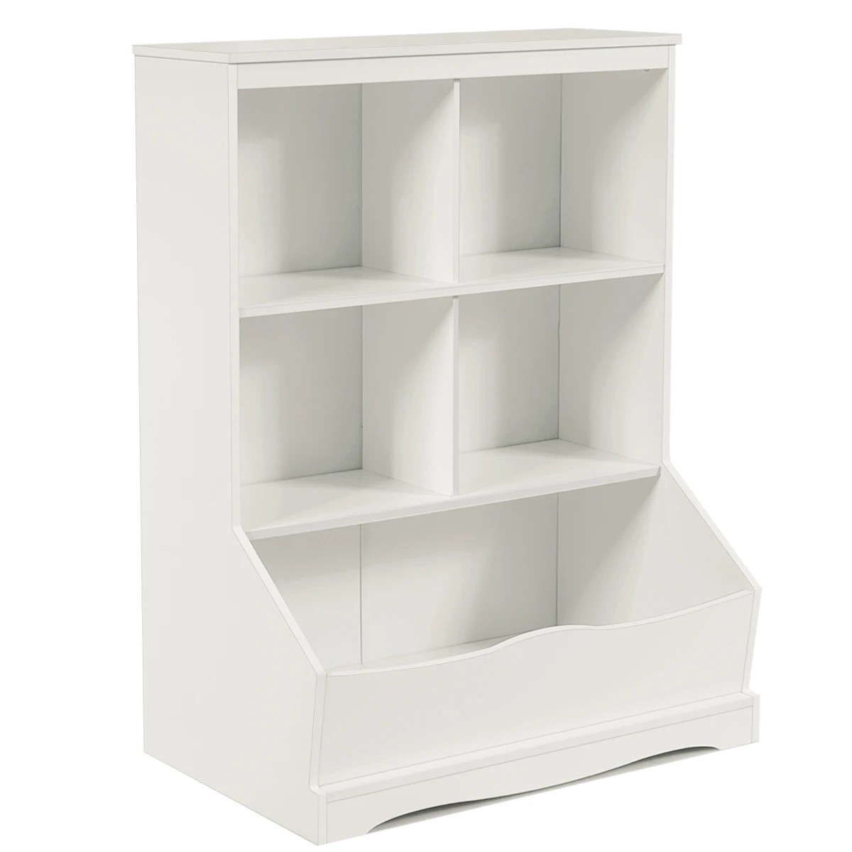 1 Costway 96x49x15cm Storage Cabinet 3-Tier Cube Bookcase - White, 1 of 4