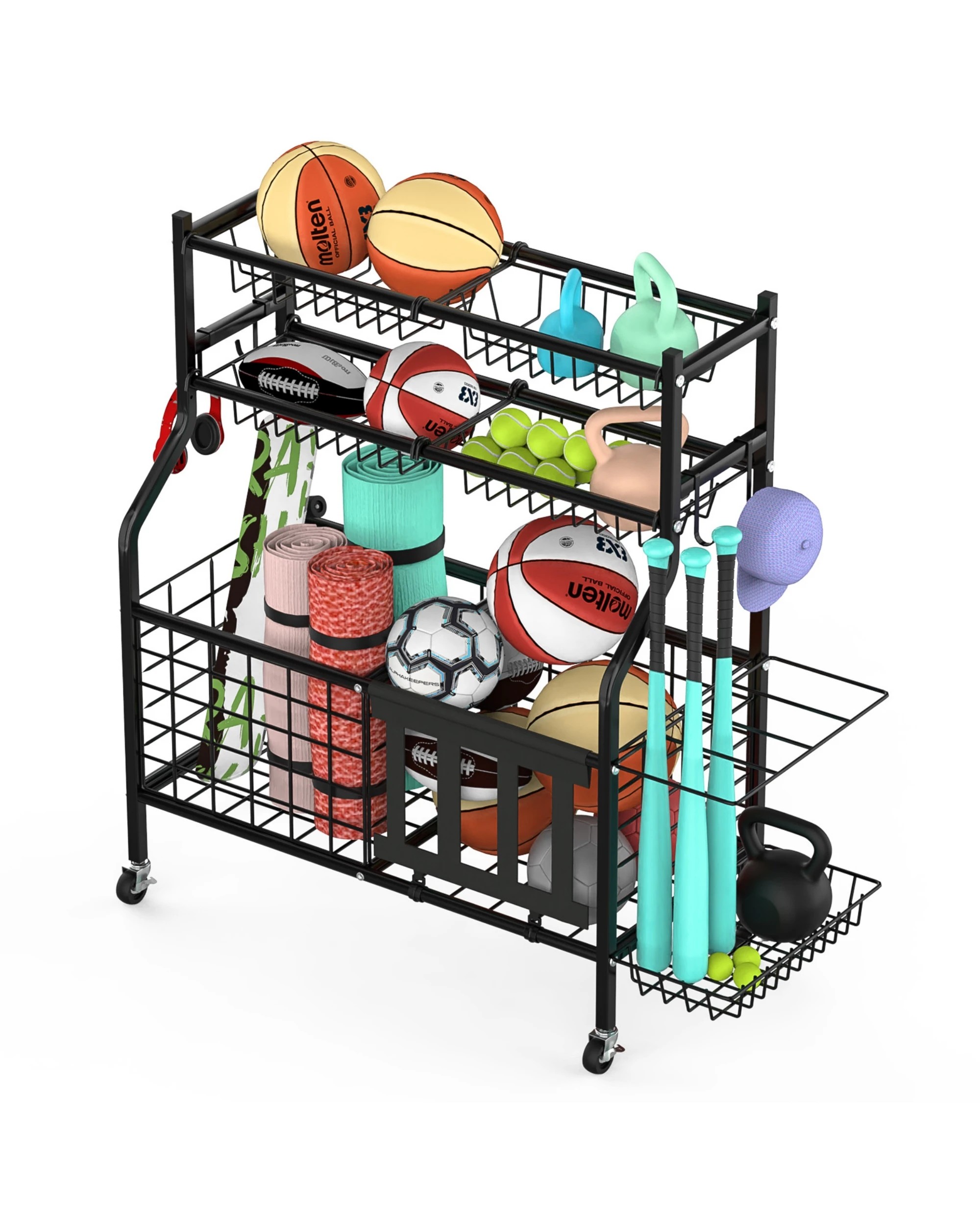 5 Advwin Home Gym Storage Rack with Wheels - Black, 5 of 5