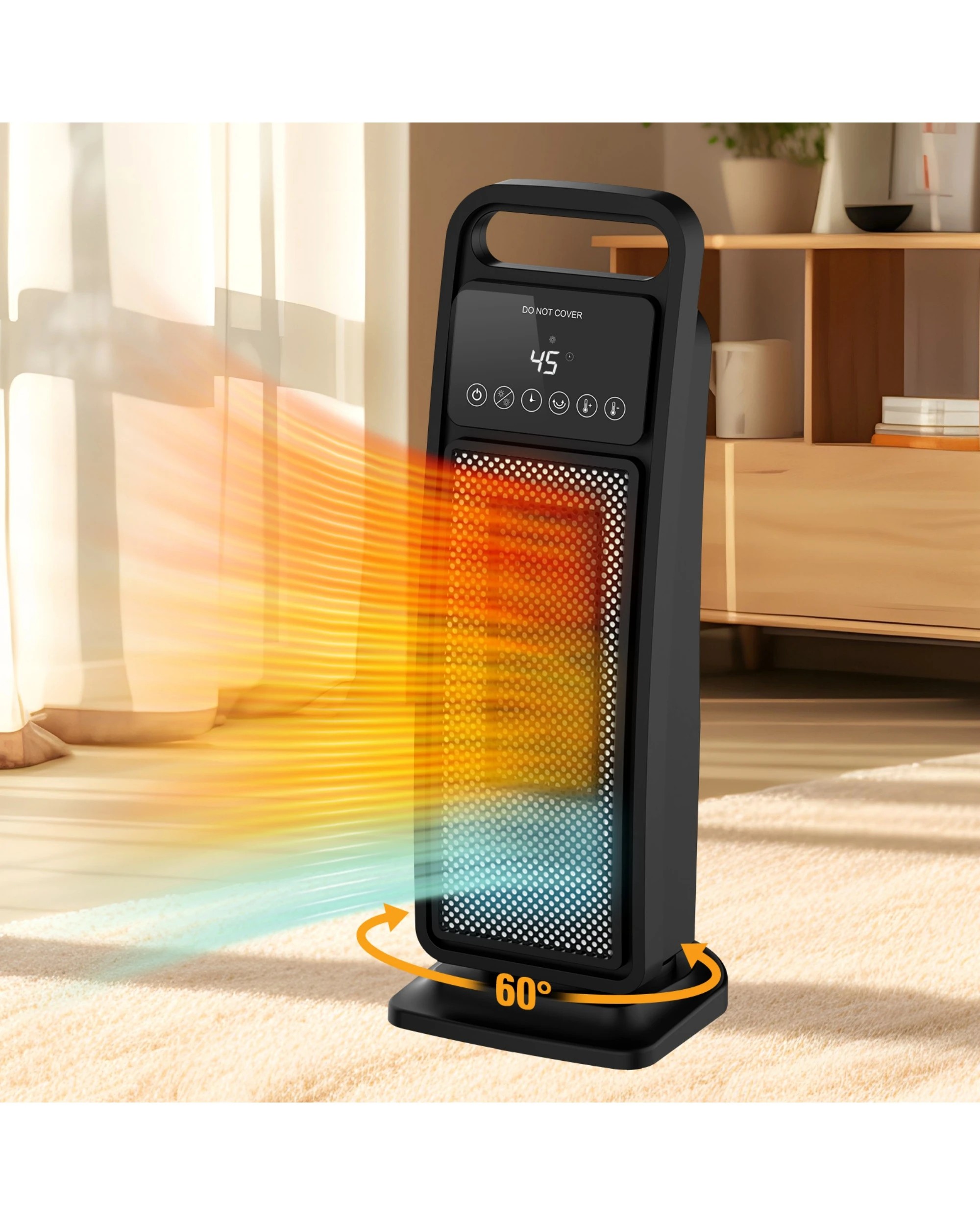 2 ADVWIN 2000W Portable Fan Heater Ceramic Heater, Black - Black, 2 of 7