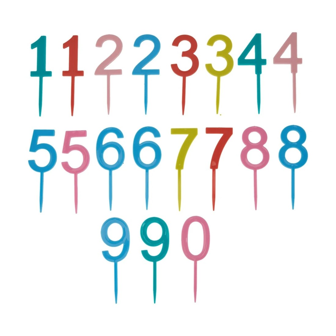 1 19 Piece Bright Numbers Cake Topper Pack, 1 of 5
