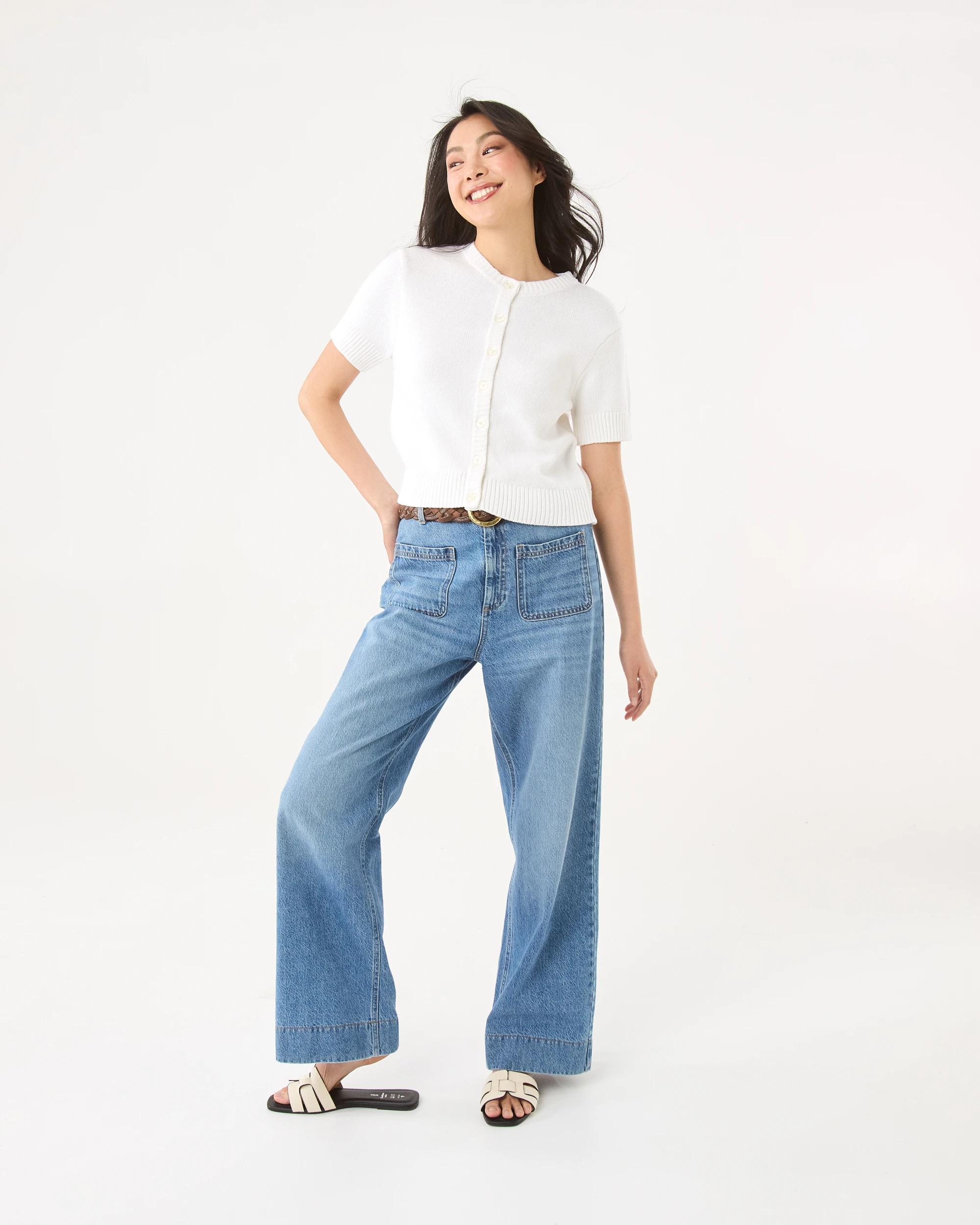 2 Short Sleeve Button Up Cardigan White, 2 of 8