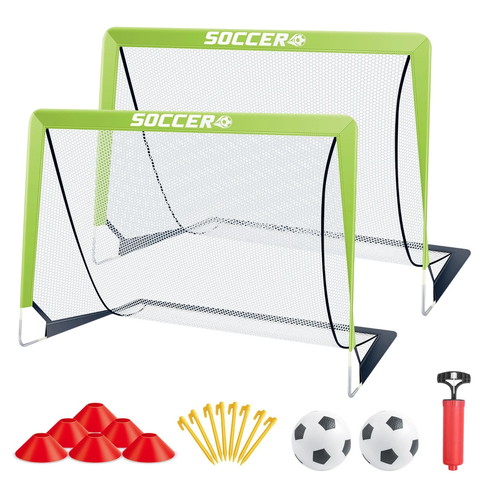 4 Ausway Soccer Goals Set 2 Portable Kids Football Nets Pop Up Backyard Goal, 4 of 7