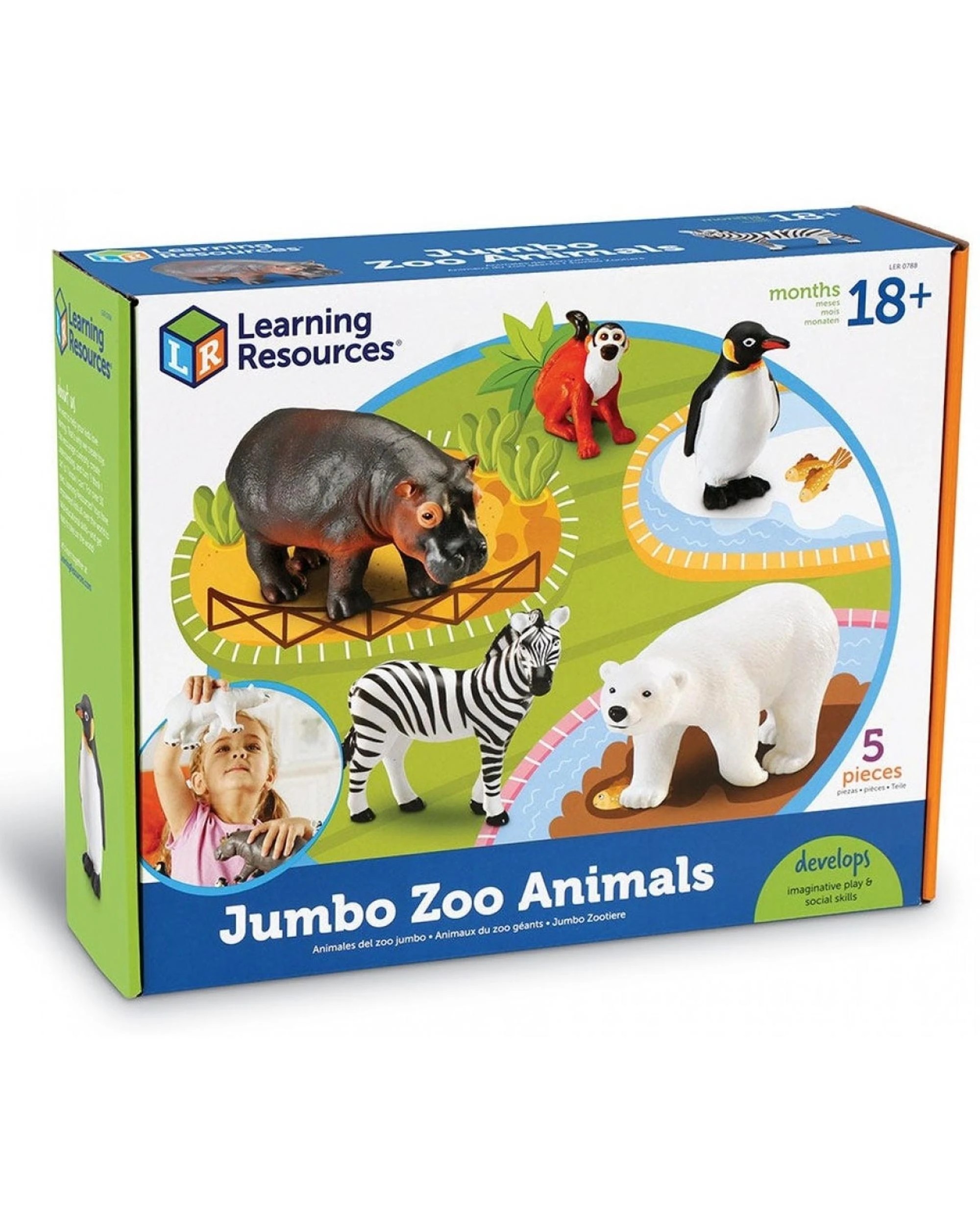 2 Learning Resources Jumbo Zoo Animals Set of 5, 2 of 6