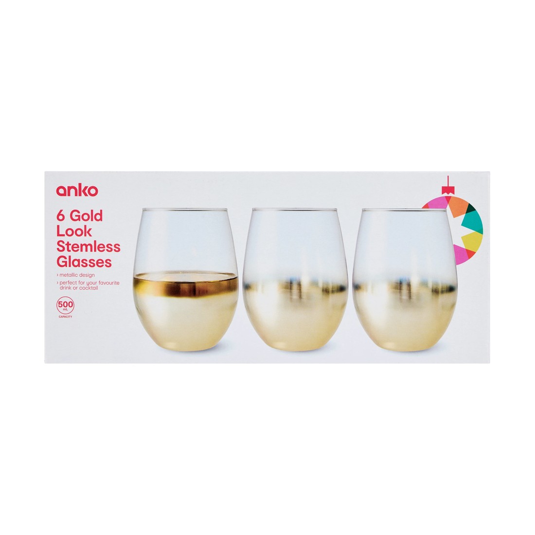 6 6 Gold Look Stemless Glasses, 6 of 6