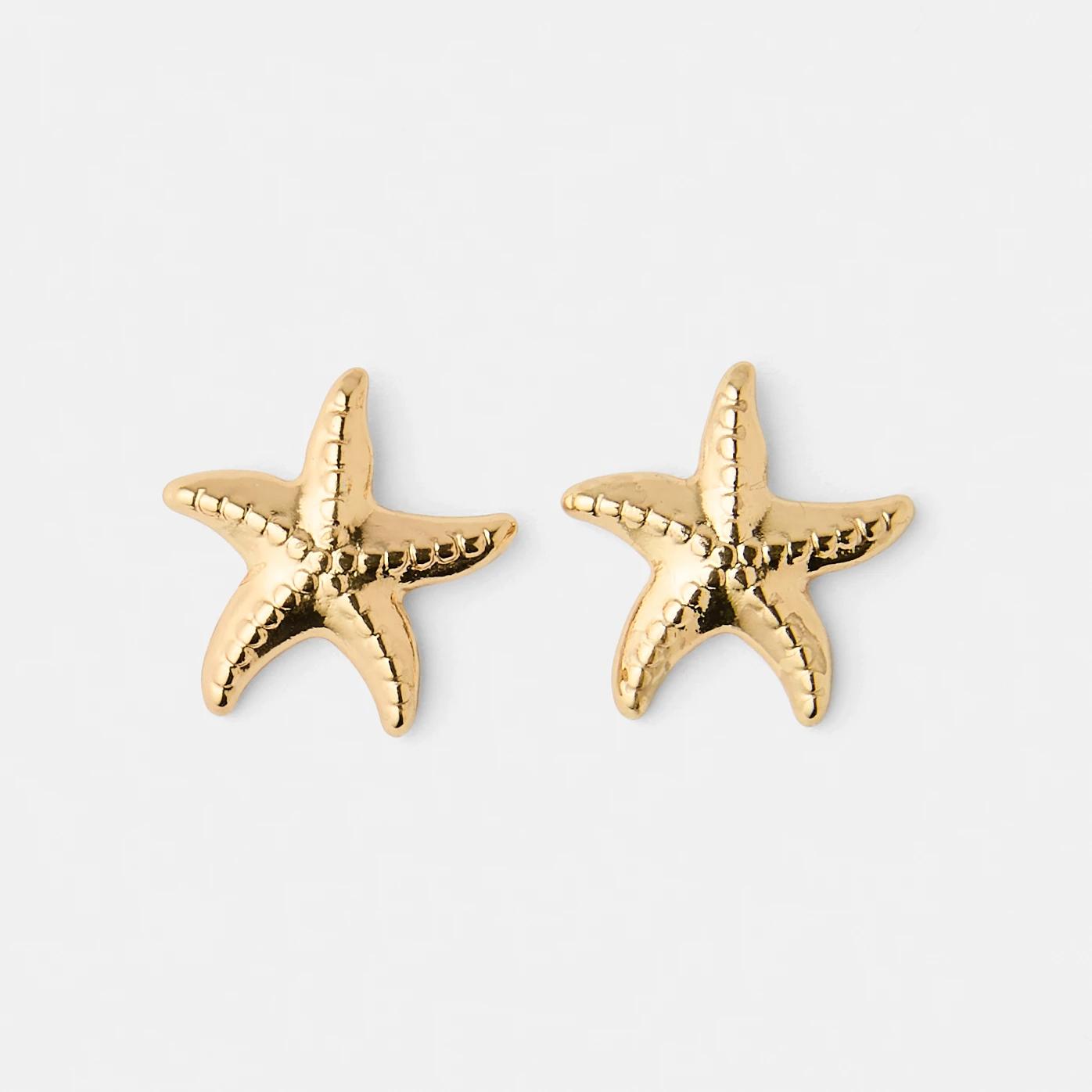 1 18K Gold Plated Starfish Stud Earrings Gold, 1 of 5