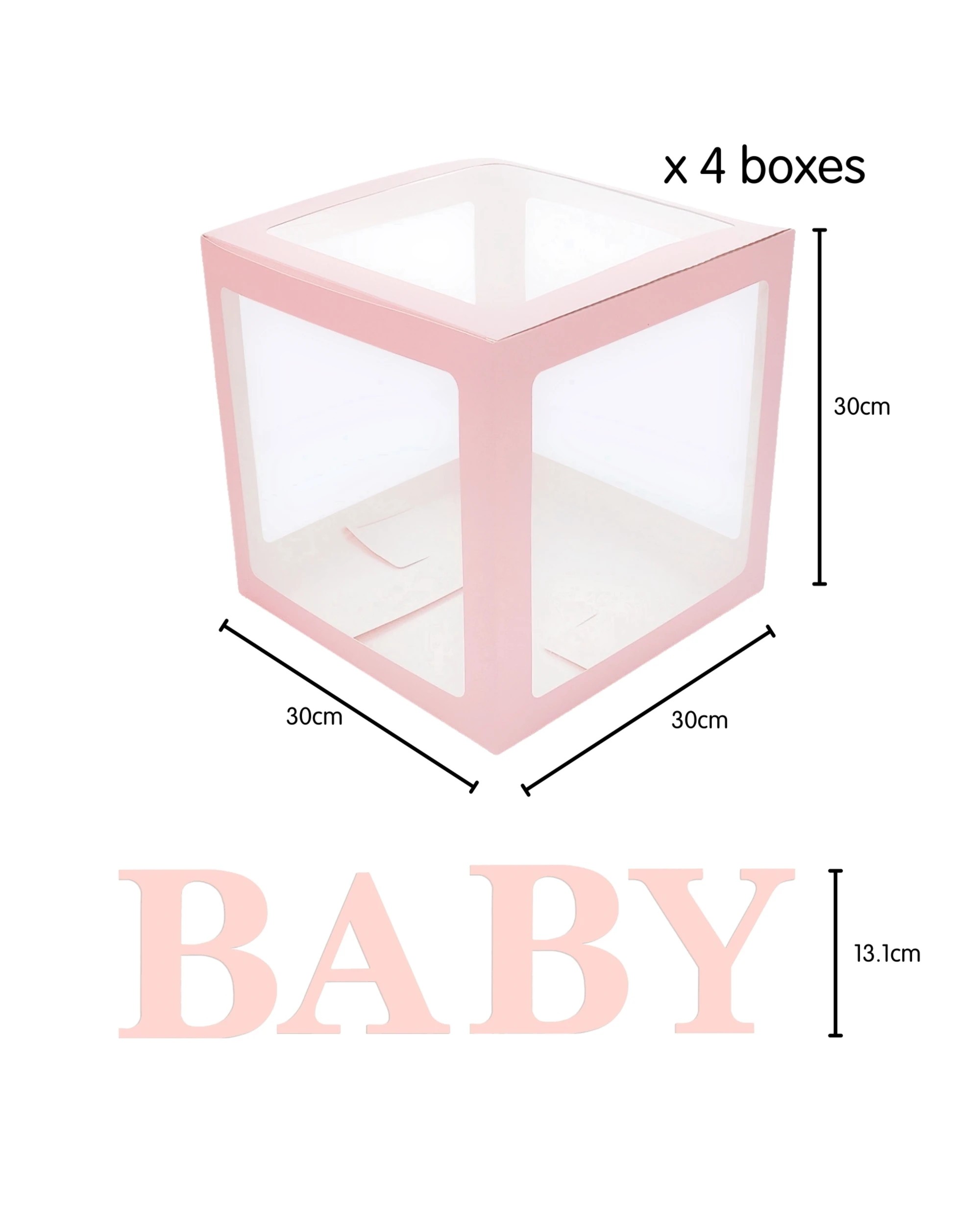 2 Partyrama Pastel Pink Balloon Boxes with Baby Letters 30cm - Pink, 2 of 2