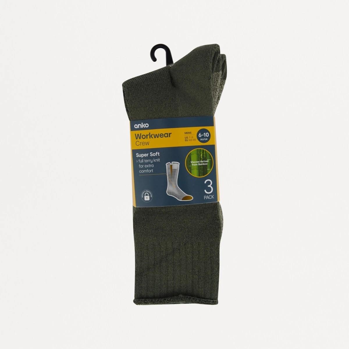 3 3 Pack Bamboo Crew Industrial Socks BEETLE BAMBOO, 3 of 3