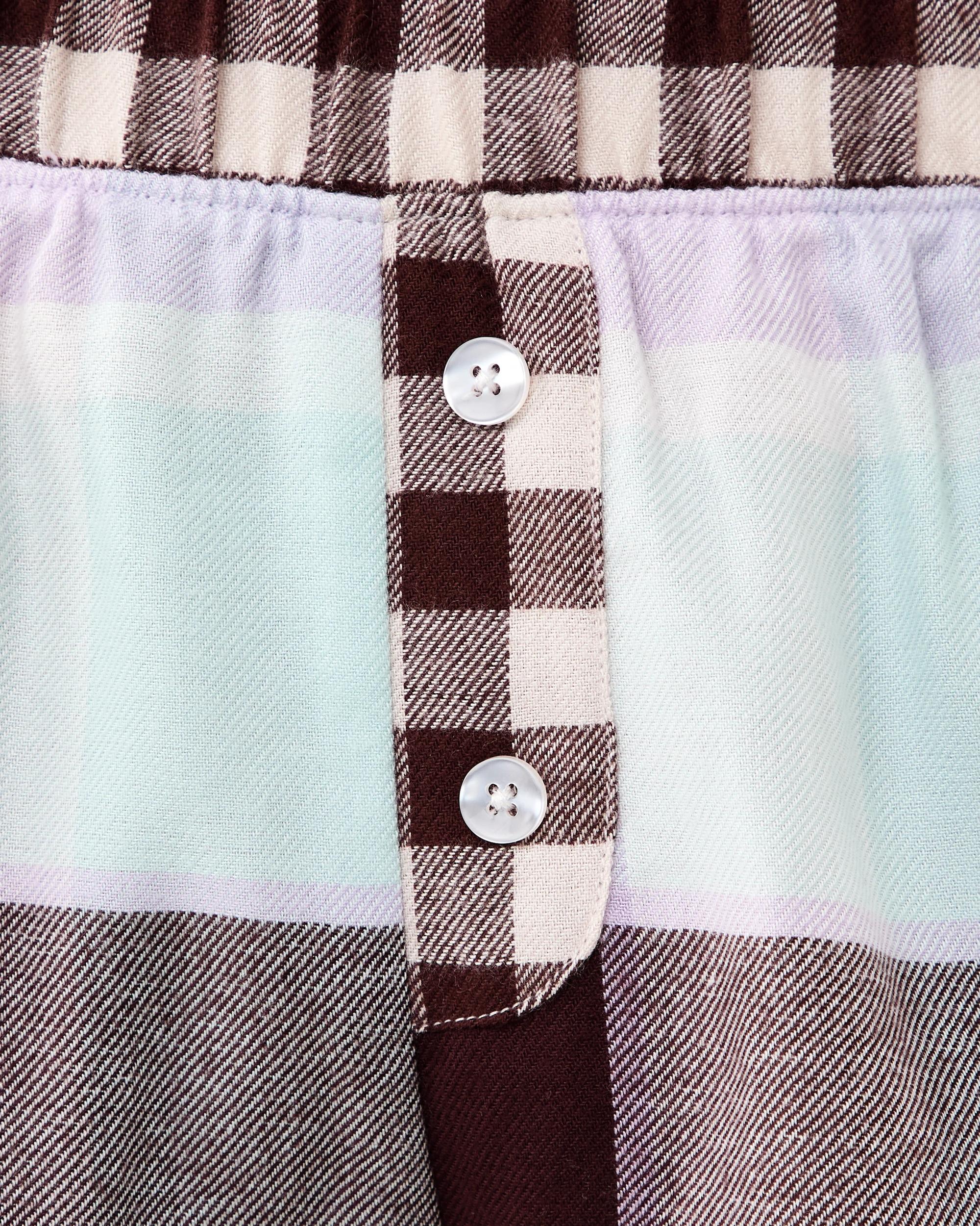 5 Viscose Blend Contrast Boyfriend Flannel Shorts Mint Check, 5 of 6