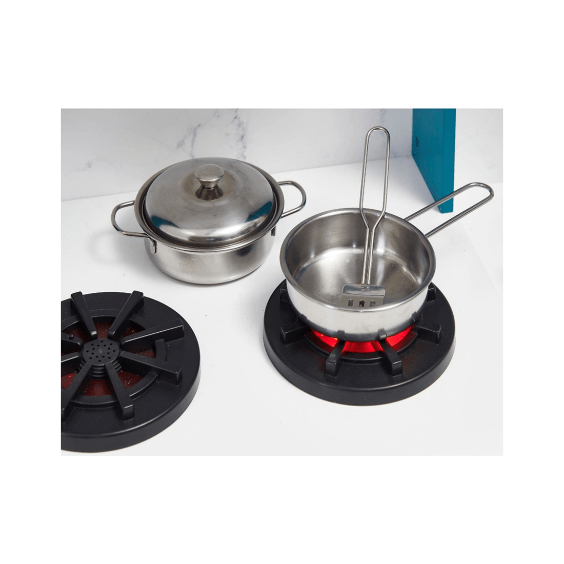 4 Plum Play Au Bakehouse Wooden Play Kitchen With Fridge And Utensils Set
 - Blue, 4 of 9