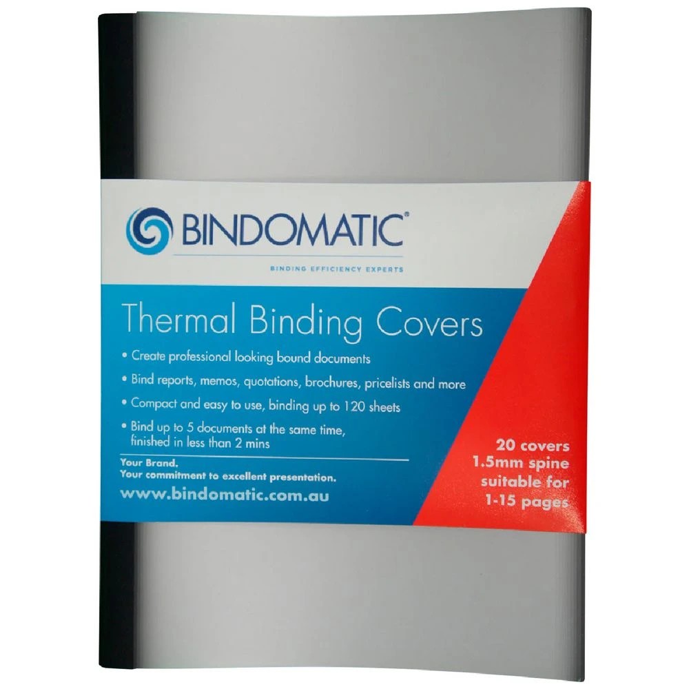 1 Bindomatic Thermal Binding Covers A4 1.5mm Black 20 Pack, 1 of 2