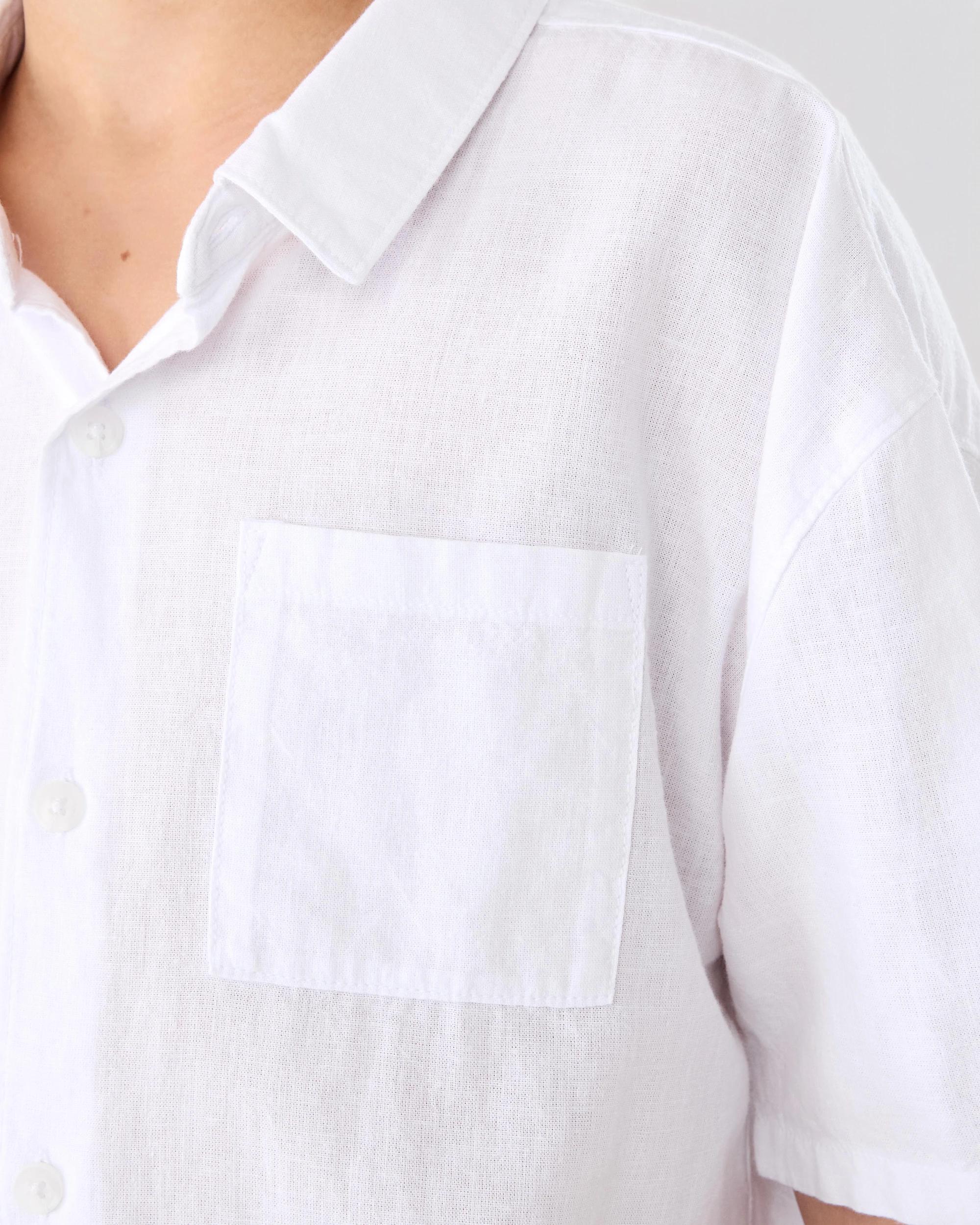 5 Short Sleeve Linen Shirt White, 5 of 8