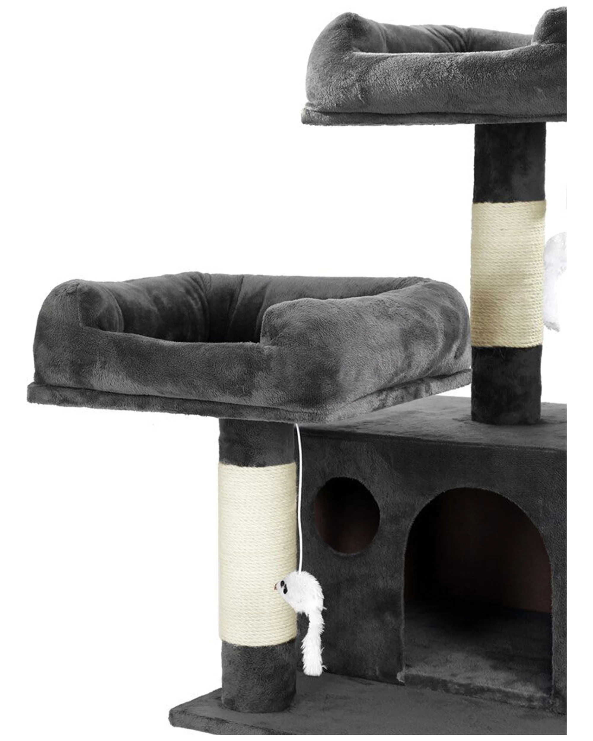 4 Paws And Claws Catsby Kensington Cat House 170x60cm Multi Cat Scratching Post Plush Sisal Covering - Grey, 4 of 5