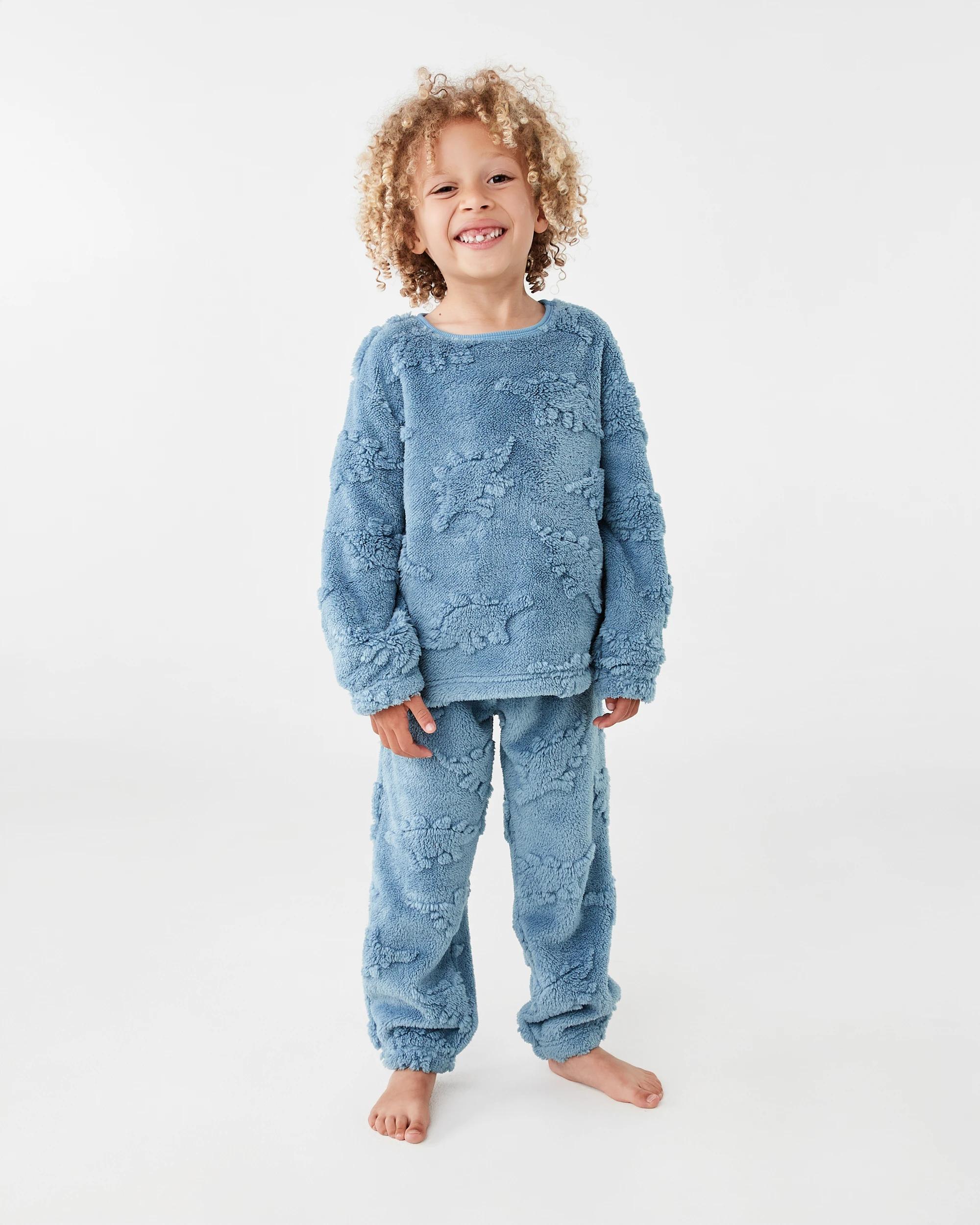 1 Embossed Fluffy Pyjama Set Blu Dno, 1 of 7