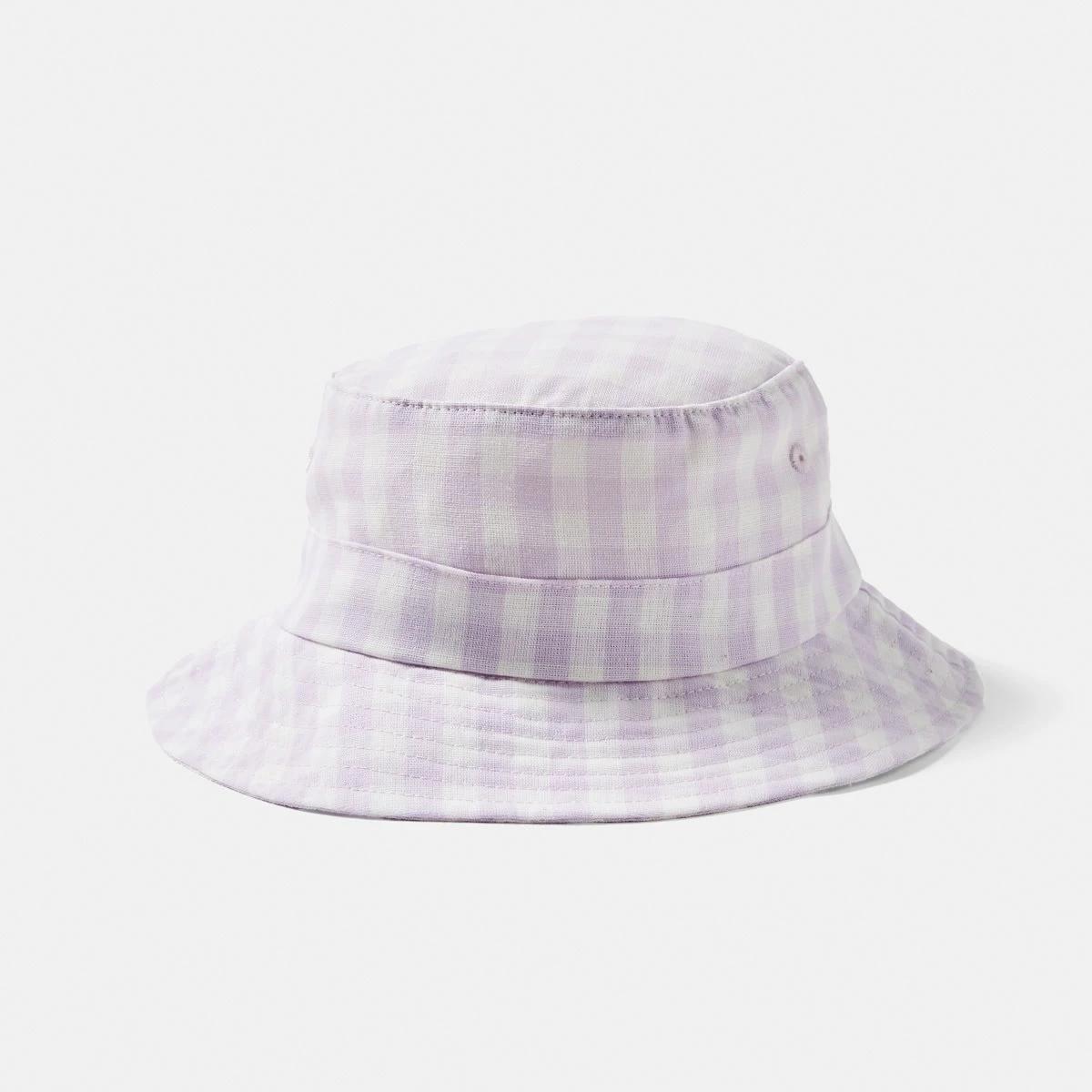 1 Wide Brim Summer Hat LAVENDER GINGHAM, 1 of 2