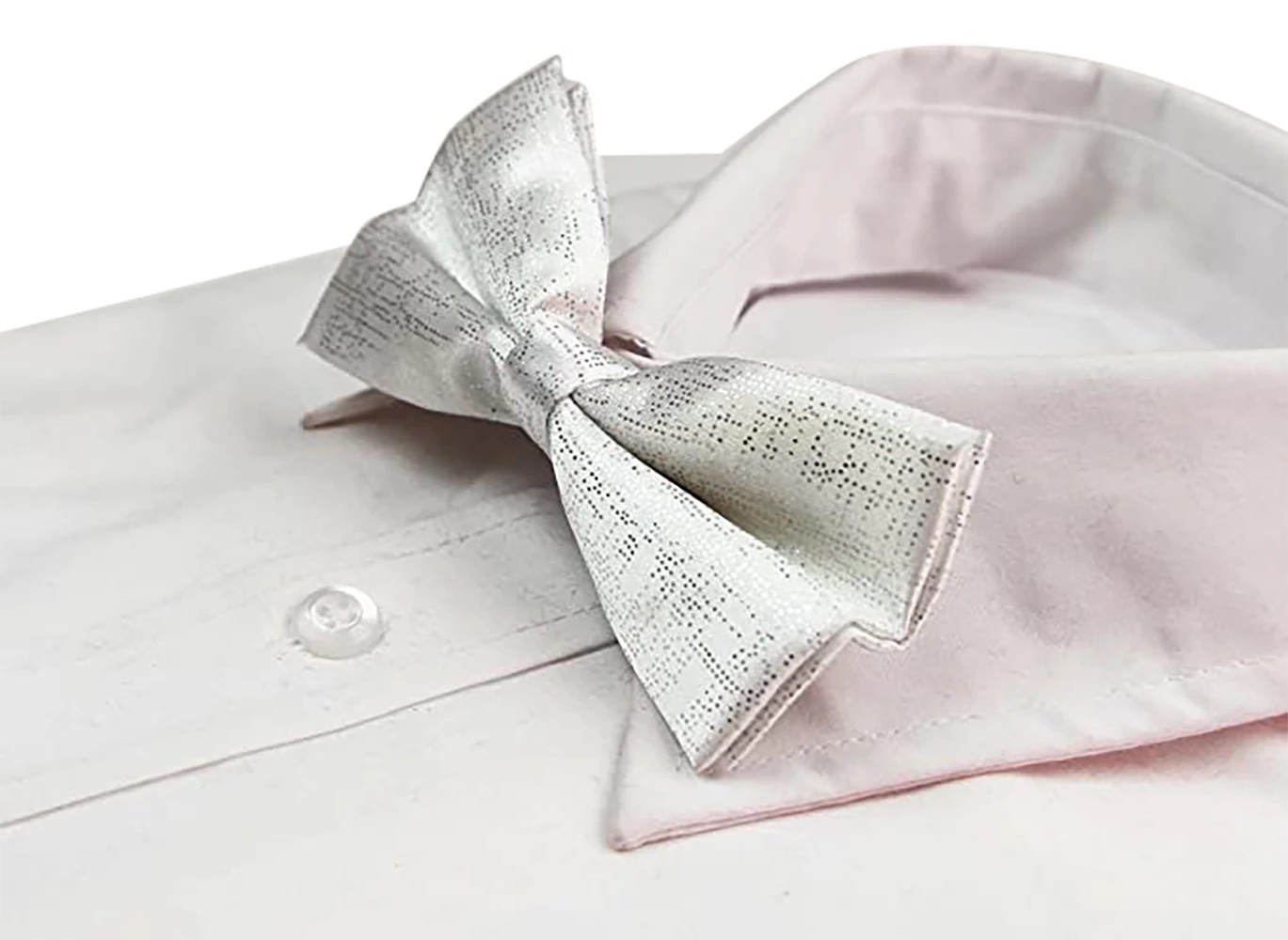 4 Zasel Mens White Sparkly Glitter Patterned Bow Tie - White, 4 of 4