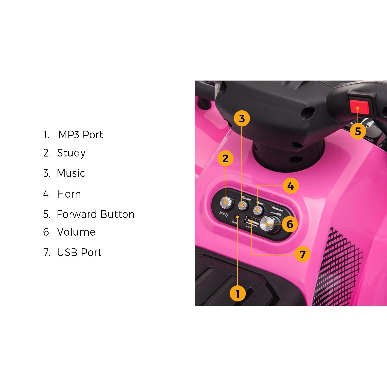 4 Mazam Ride On Car Electric Atv Bike Vehicle For Toddlers Kids Rechargeable
 - Pink, 4 of 10