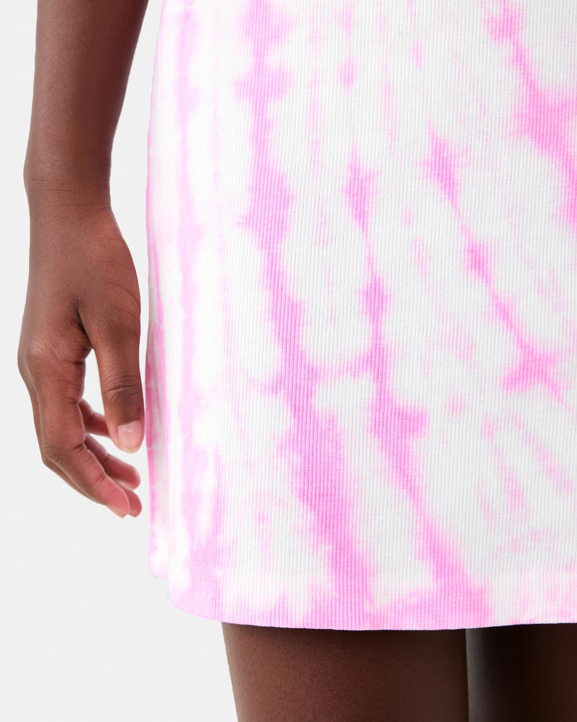 6 Short Sleeve Scoop Neck Rib Dress Pnk Tiedye, 6 of 8
