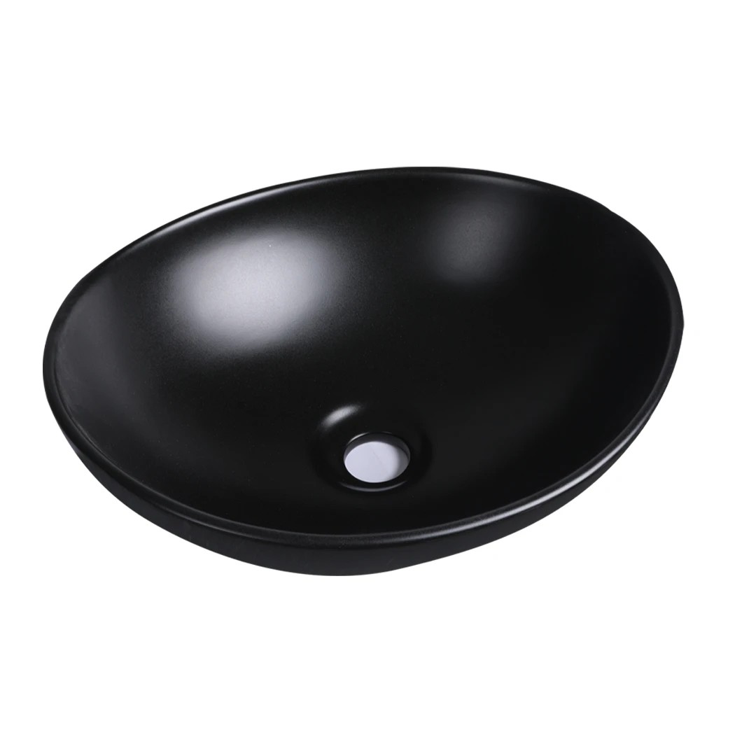 2 Traderight Bathroom Basin Sink Black Oval, 2 of 8