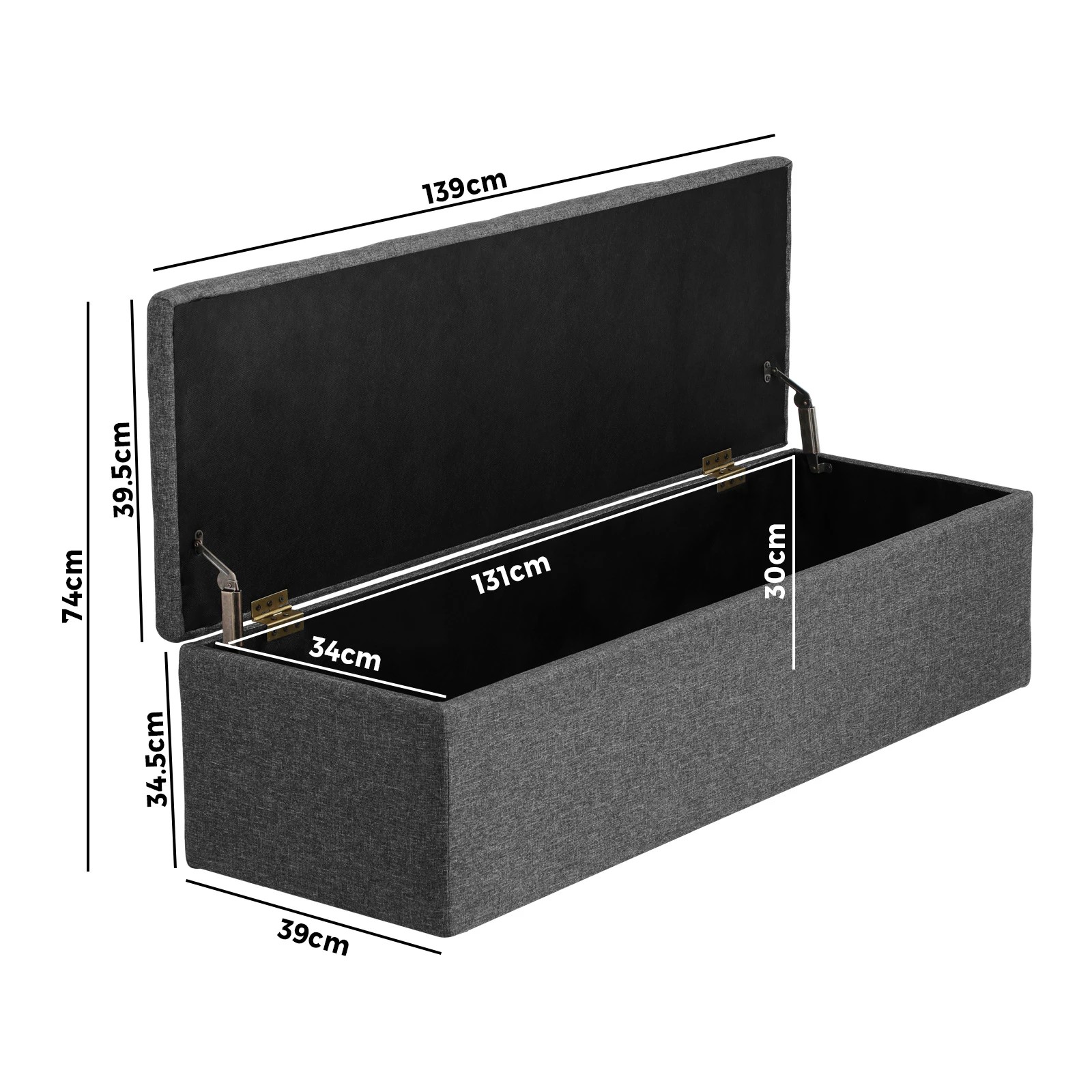 10 Oikiture Storage Ottoman Blanket Box Foot Stool Xl Chest Toy Faux Linen
 - Grey, 10 of 10