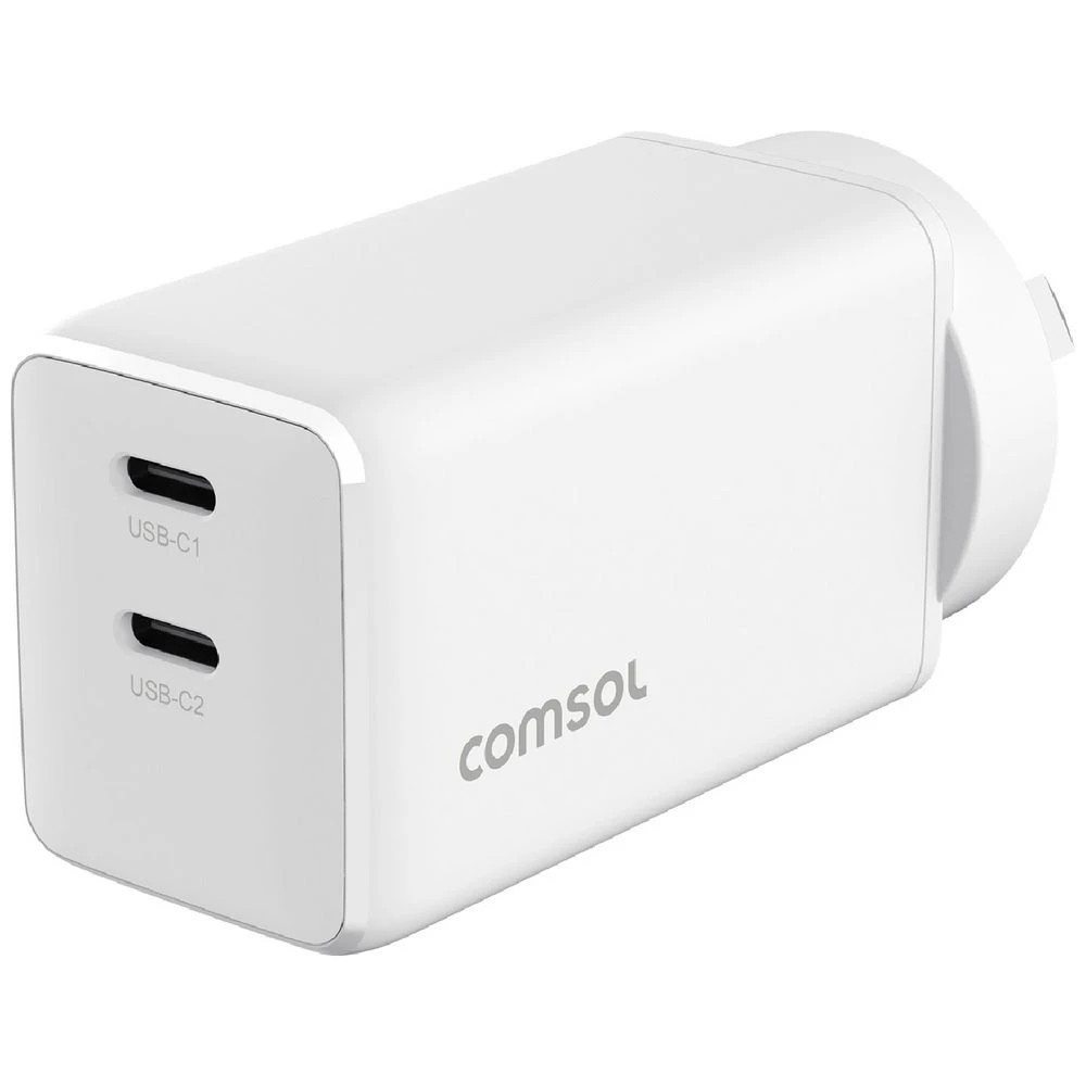 1 Comsol 60W Dual USB-C Wall Charger White, 1 of 5