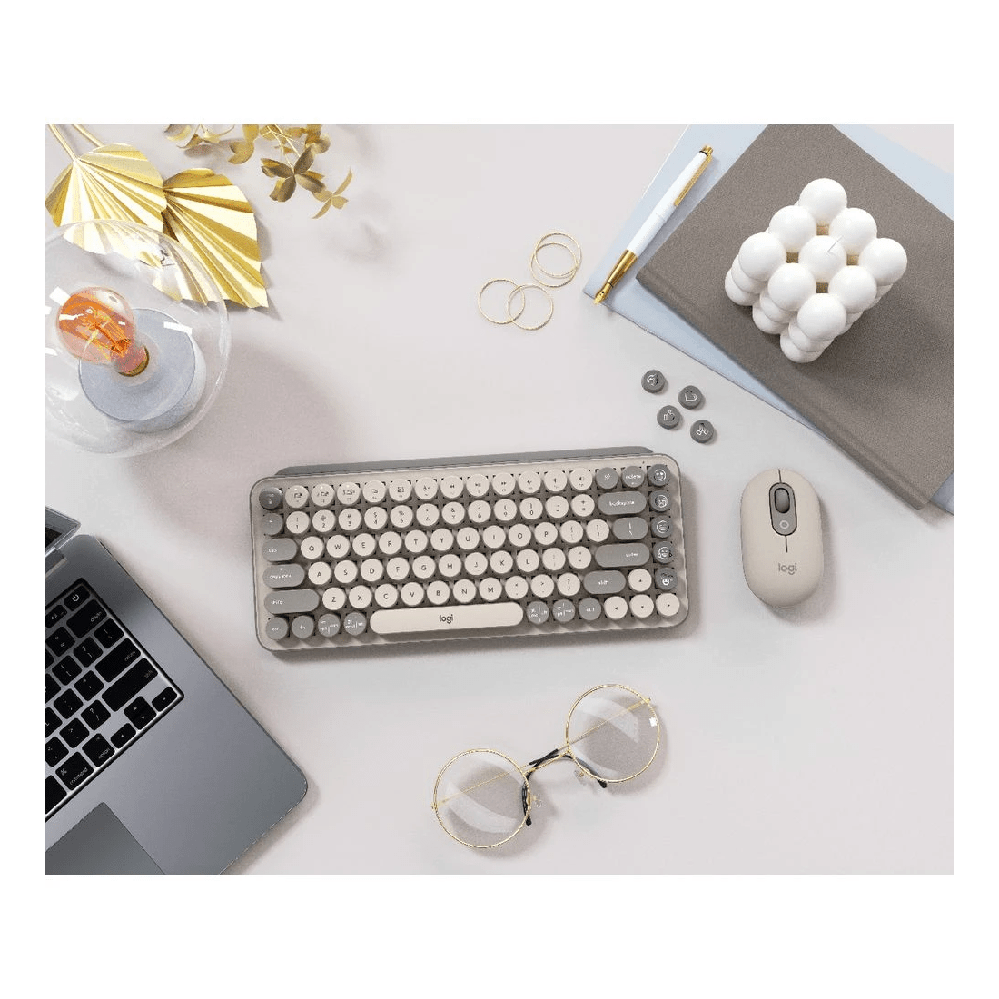 6 Logitech POP Keys Wireless Keyboard Mist Sand, 6 of 7