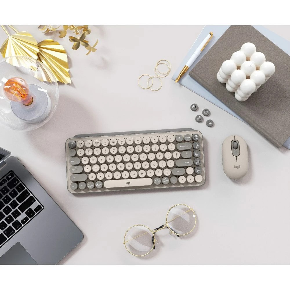 6 Logitech POP Keys Wireless Keyboard Mist Sand, 6 of 7