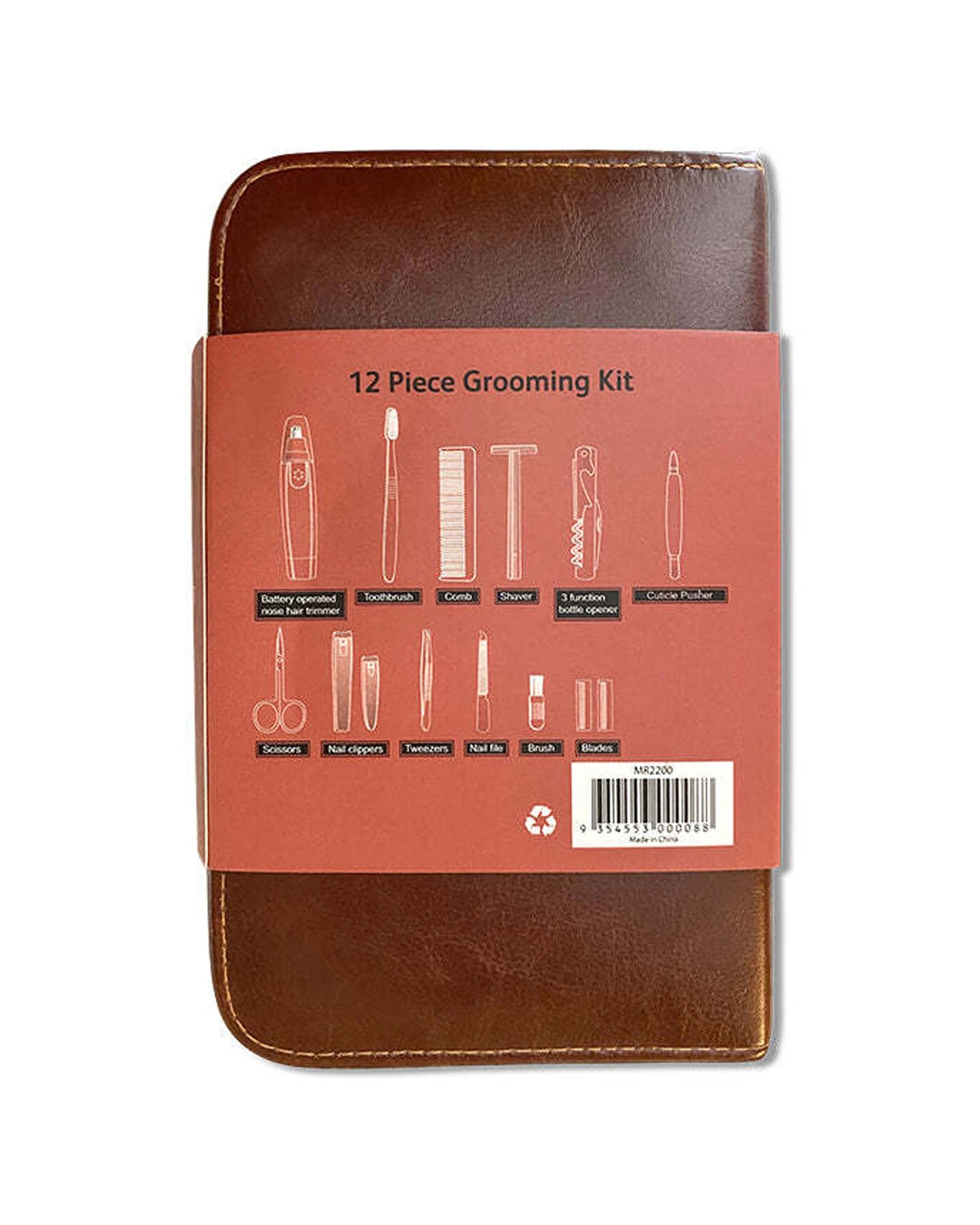3 Men'S Republic 12Pc Grooming Zipper Bag Kit Men'S Hair Care Essentials - Brown, 3 of 4
