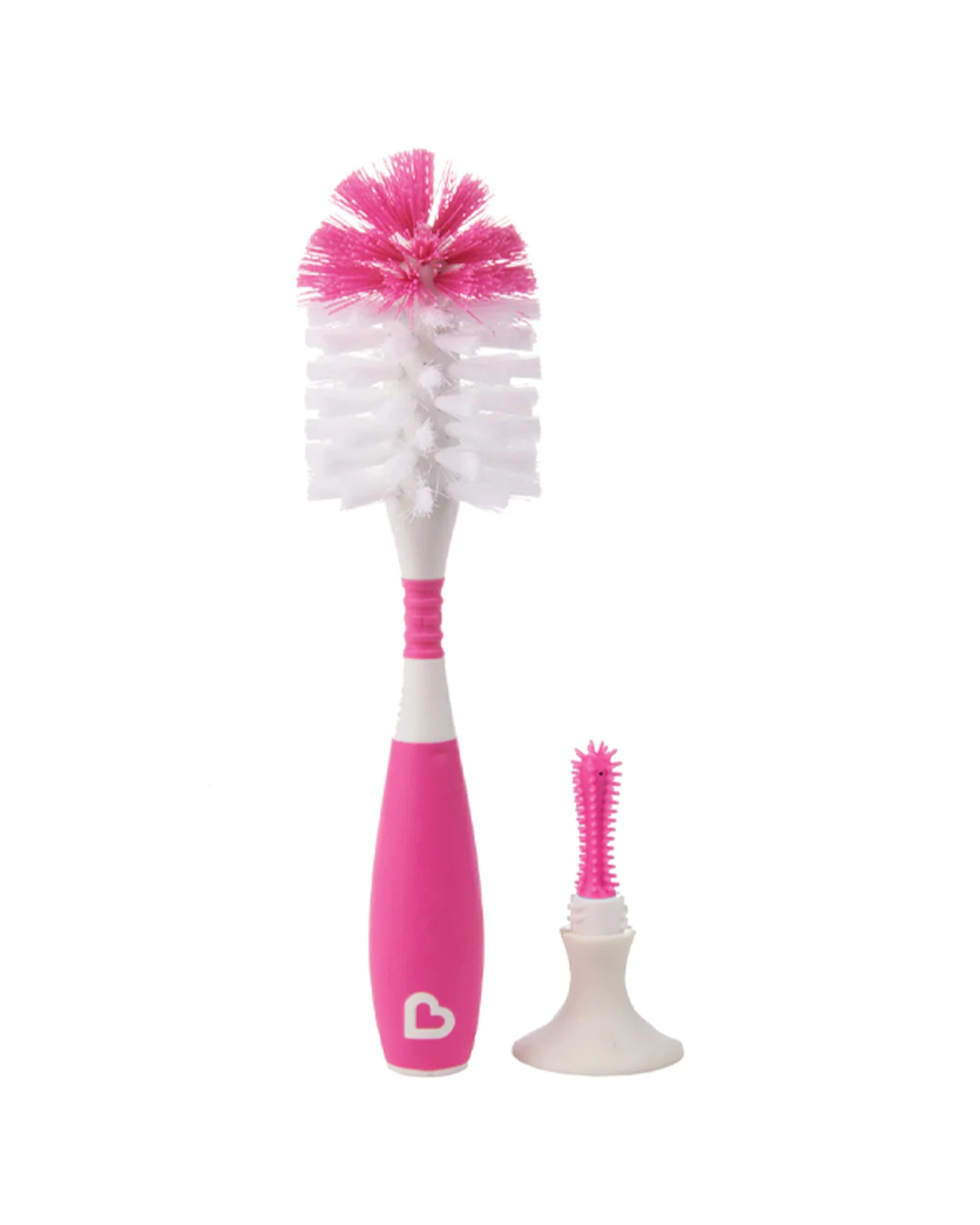 3 Munchkin Bristle Bottle Brush With Stand Suction Cup Base Nipple Brush - Assorted, 3 of 3
