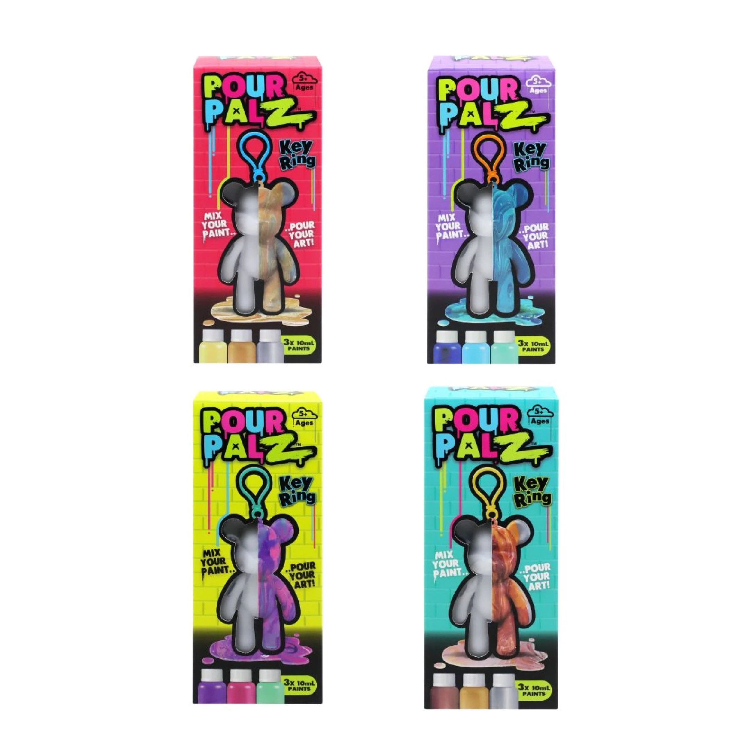 1 Pour PalZ Mini Paint Bear Keyring - Assorted - Multi, 1 of 4