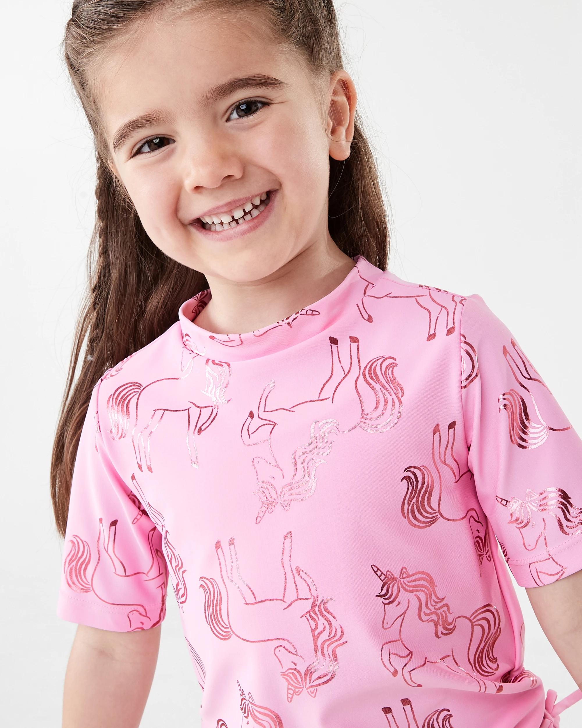 4 3 Piece Short Sleeve Swim Set Pnk Unicrn, 4 of 9