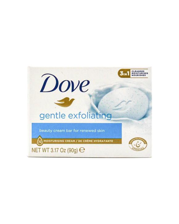 Dove Beauty Bar Soap For Renewed Skin Gentle Exfoliating Moisturiser 90g - White