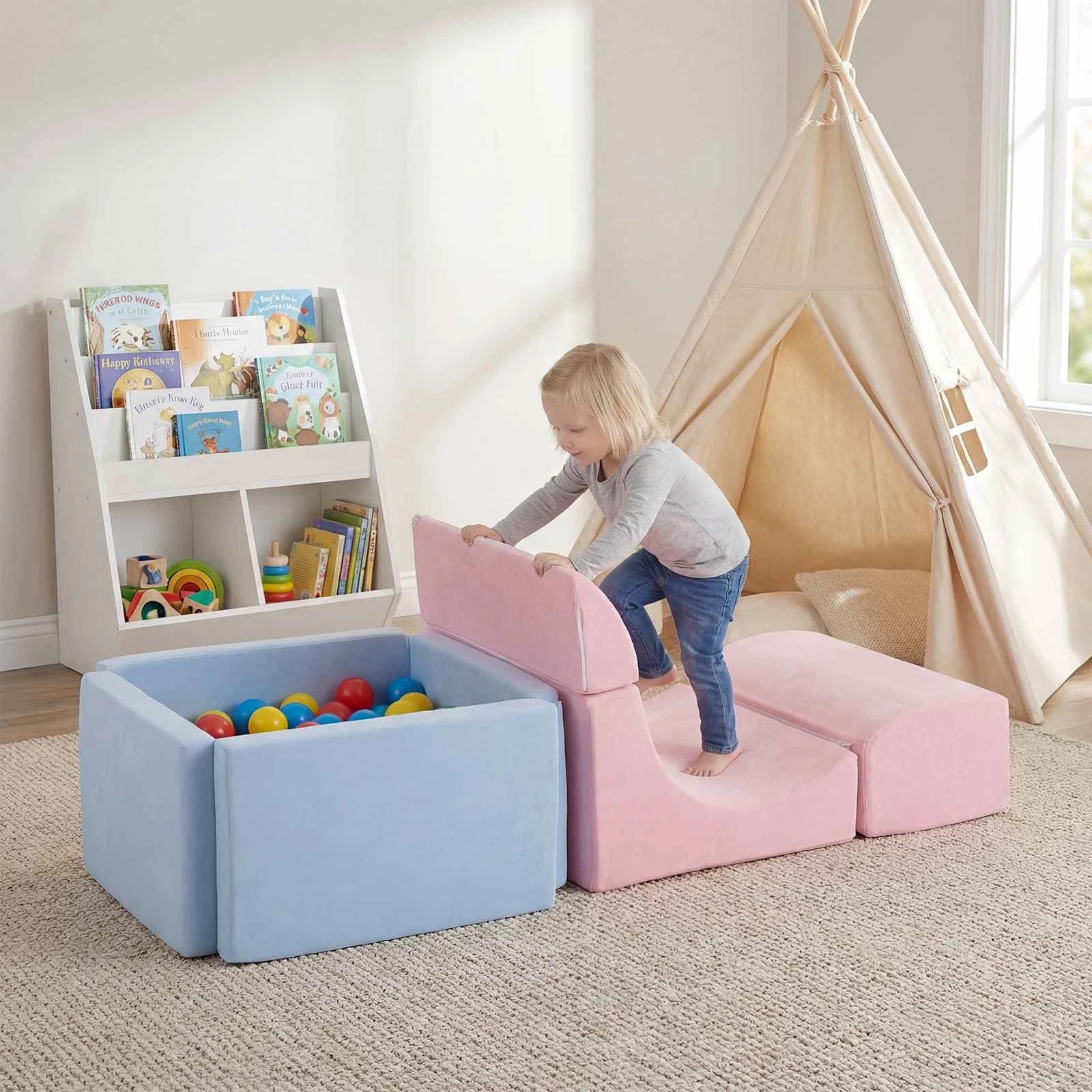 2 Costway Crawl & Climb Foam Play Set Climbing Blocks Playset Soft Toy w/Ball Pit - Multi, 2 of 2